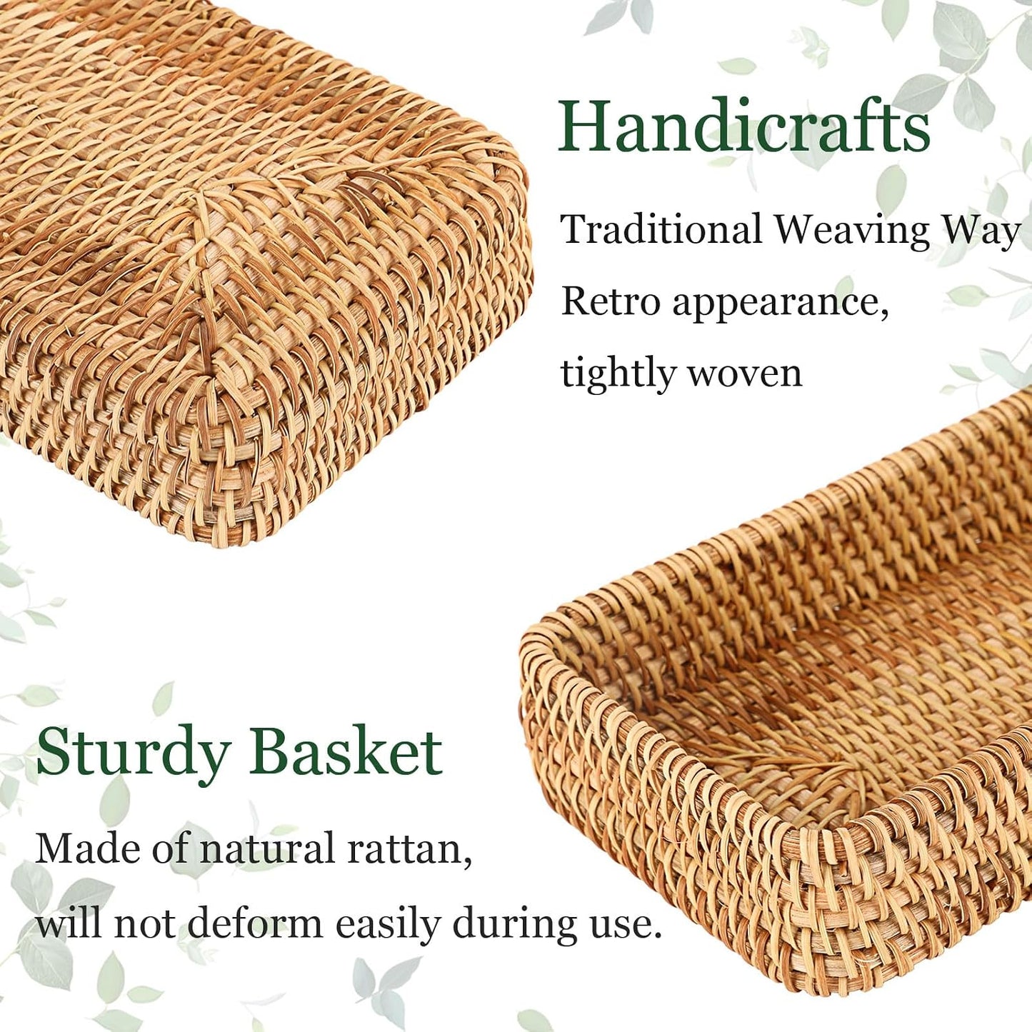 Key Basket for Entryway Table Natural Rattan Serving Tray Small / 8.3 x 4.7 x 1.6 / Natural Color