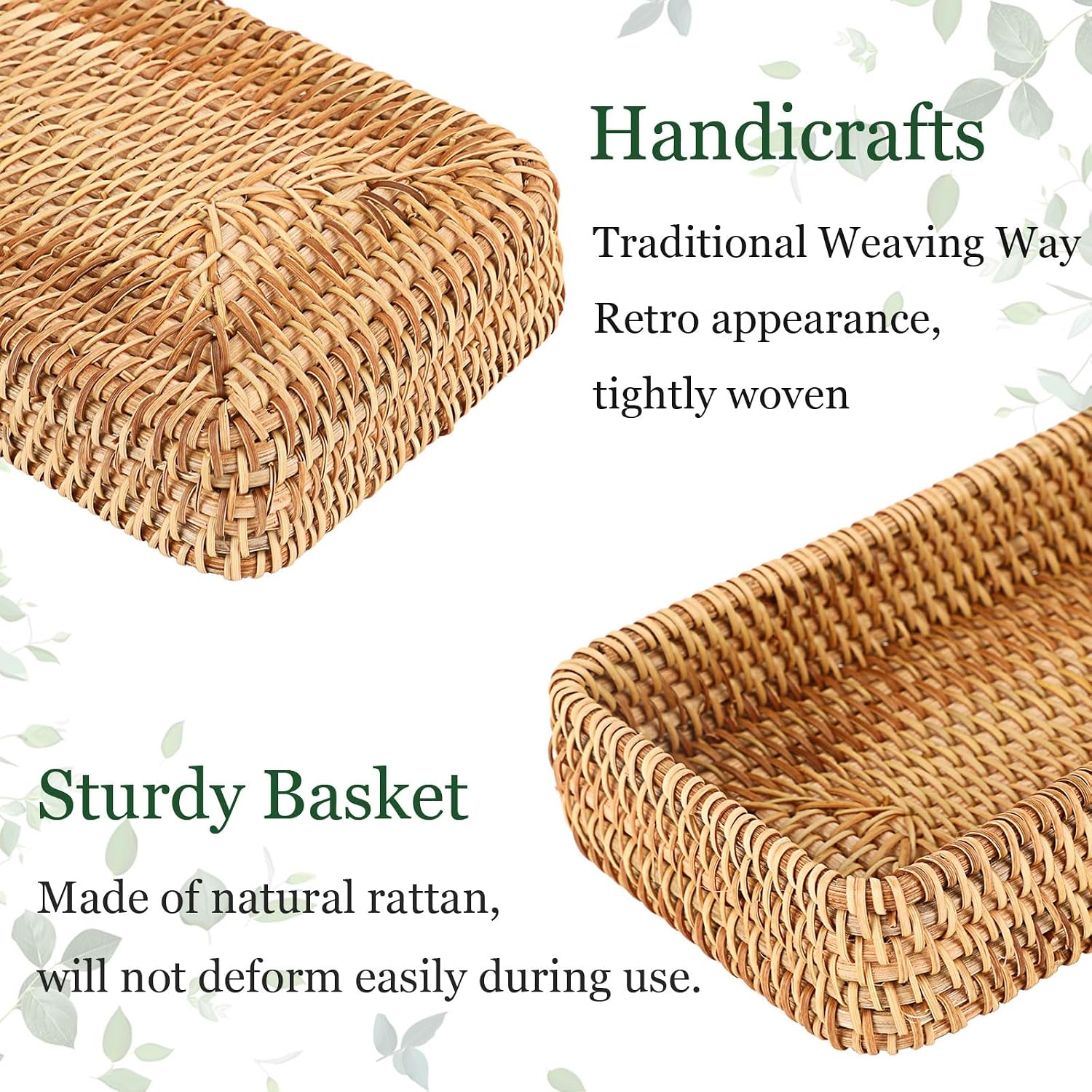 Key Basket for Entryway Table Natural Rattan Serving Tray Small / 8.3 x 4.7 x 1.6 / Natural Color