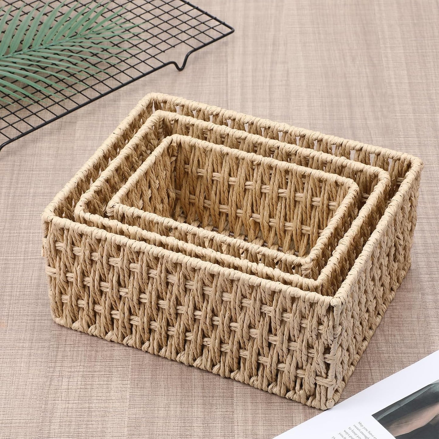 Wicker Baskets for Organizing / Set of 3