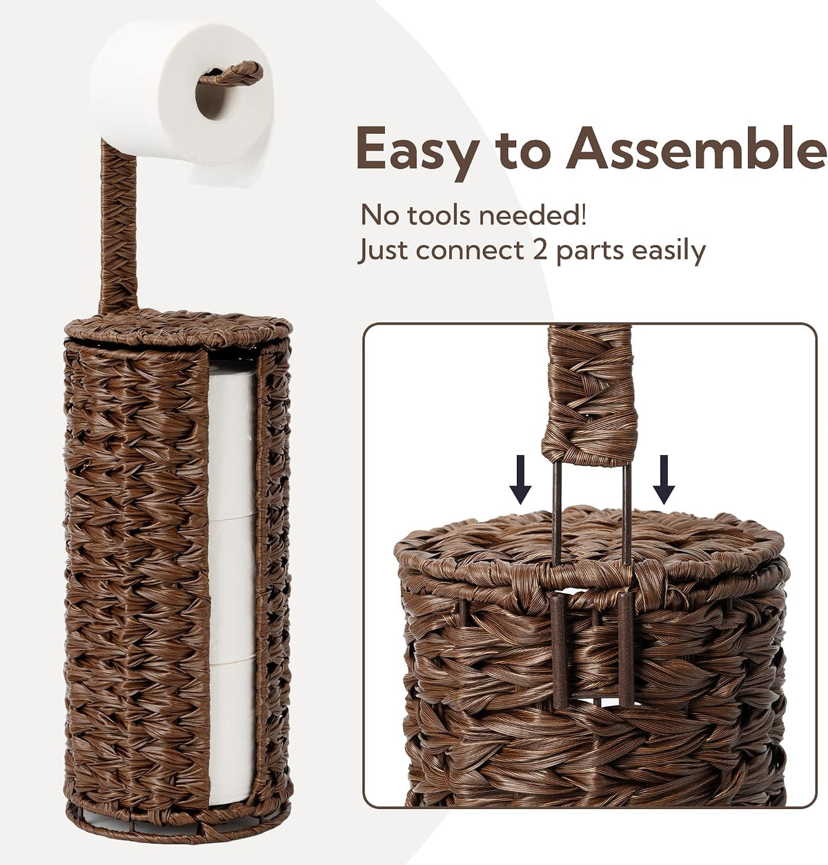 GRANNY SAYS Wicker Free Standing Toilet Paper Holder Stand with Storage | Modern Covered Toilet Paper Stand for 4 Rolls