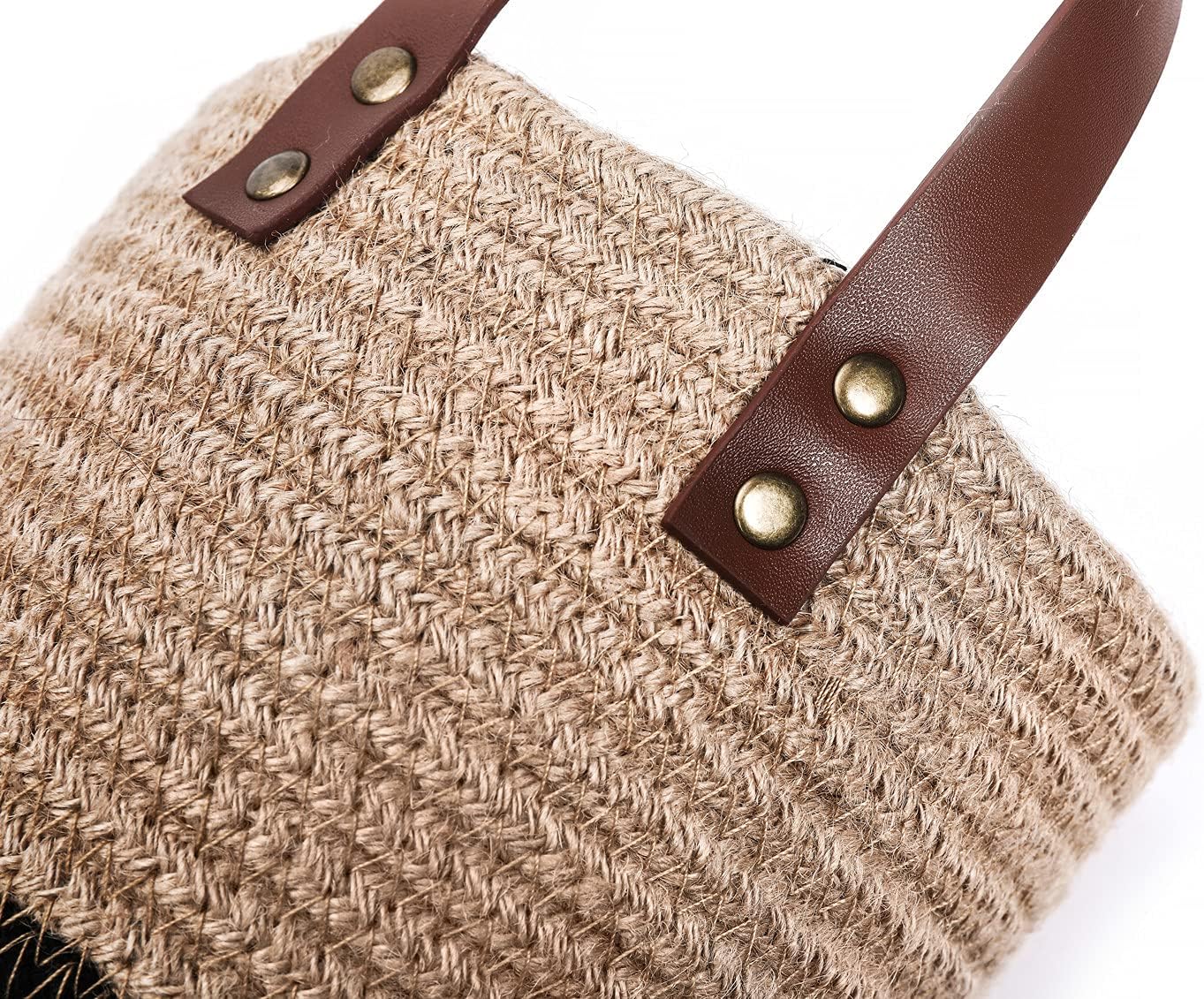 Small Cotton Rope Woven Closet Storage Bins-Shelf Basket Organizer for Plants / Jute & Black