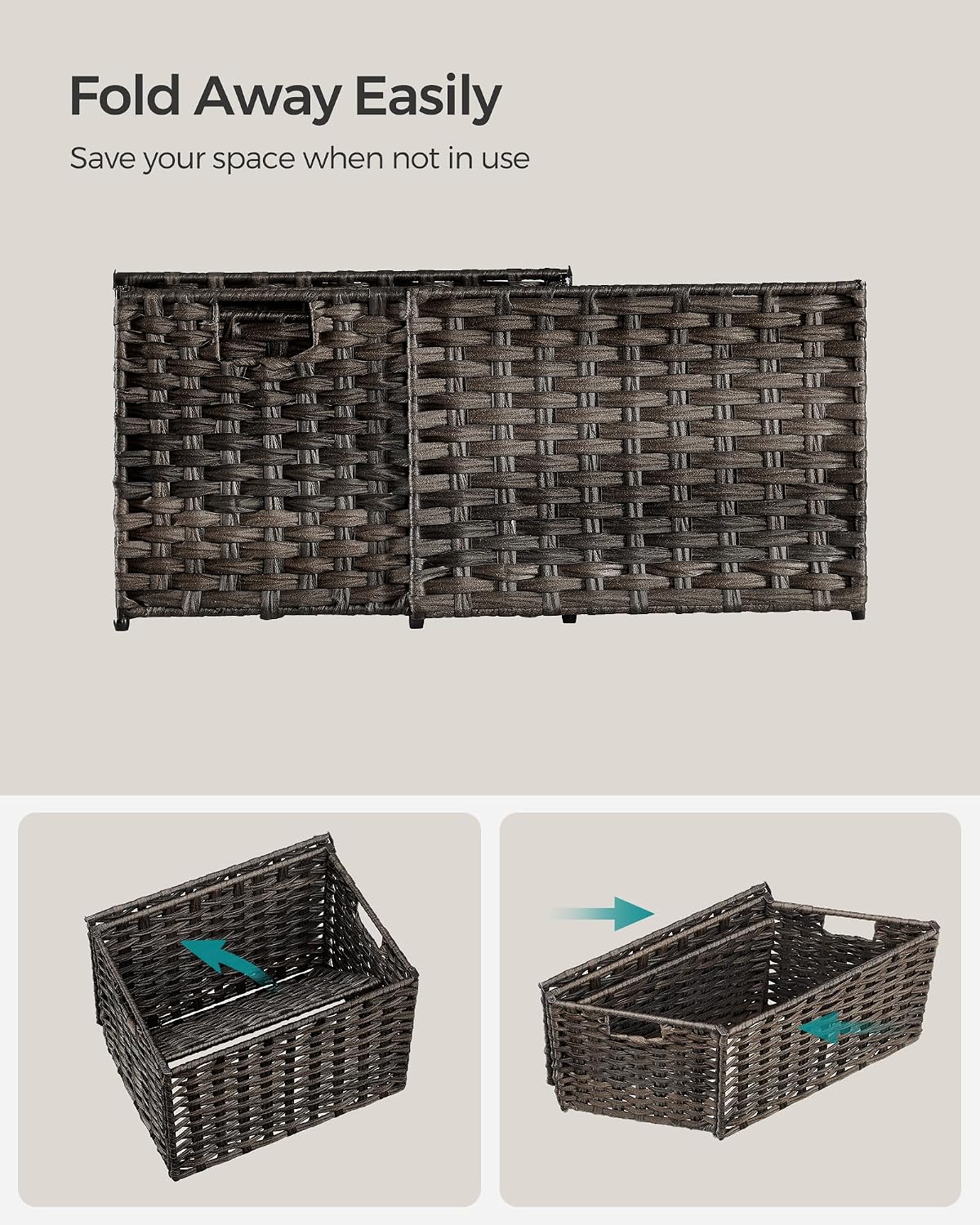 Metal Frame / Woven Blanket Storage Bin / 35 L / Brown