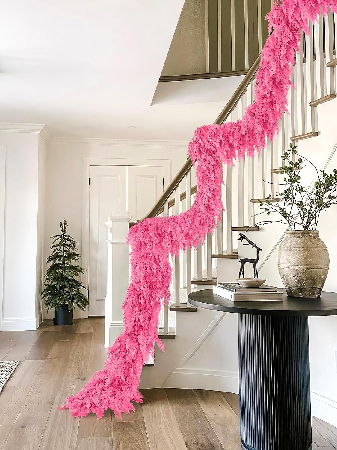 9Ft Christmas Cedar Garland,Pink Real Touch Soft Christmas Decorations | Realistic Thick Full Lush Artificial Garland