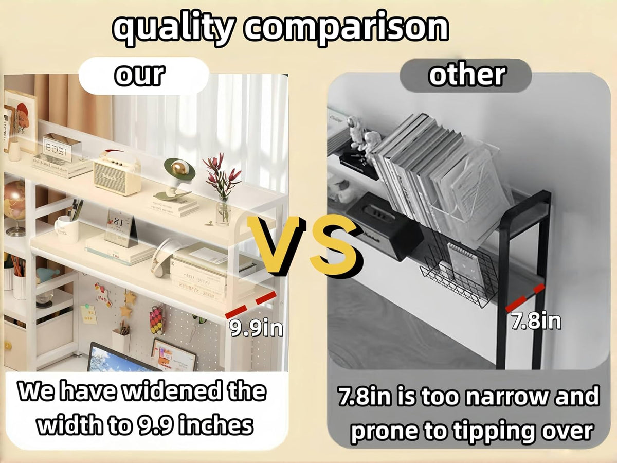 Desktop Bookshelf, pegboard Storage and Organization Rack, Dorm Desk Shelf, Desk Hutch, Desktop Storage for Office