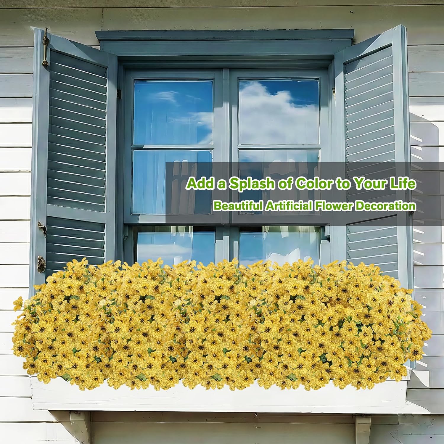 13Bundles Silk Realistic UV Resistant Faux Flowers / Yellow / Artificial Flowers / Set of 13