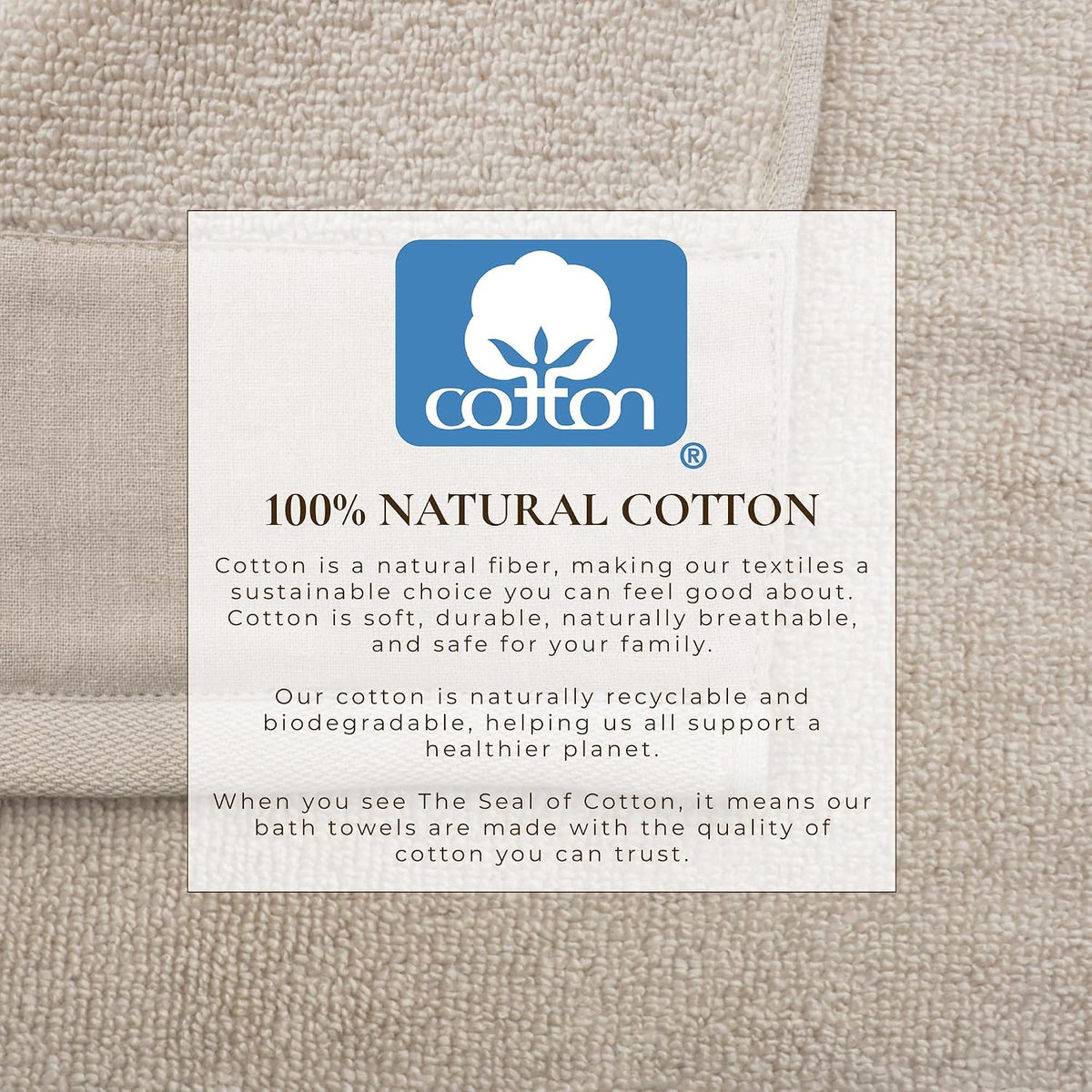 Great Bay Home Light Grey Bath Towel Set - Ultra-Soft 100% Cotton, Linen Like Border Design - 4 Bath Towels (54" x 30")