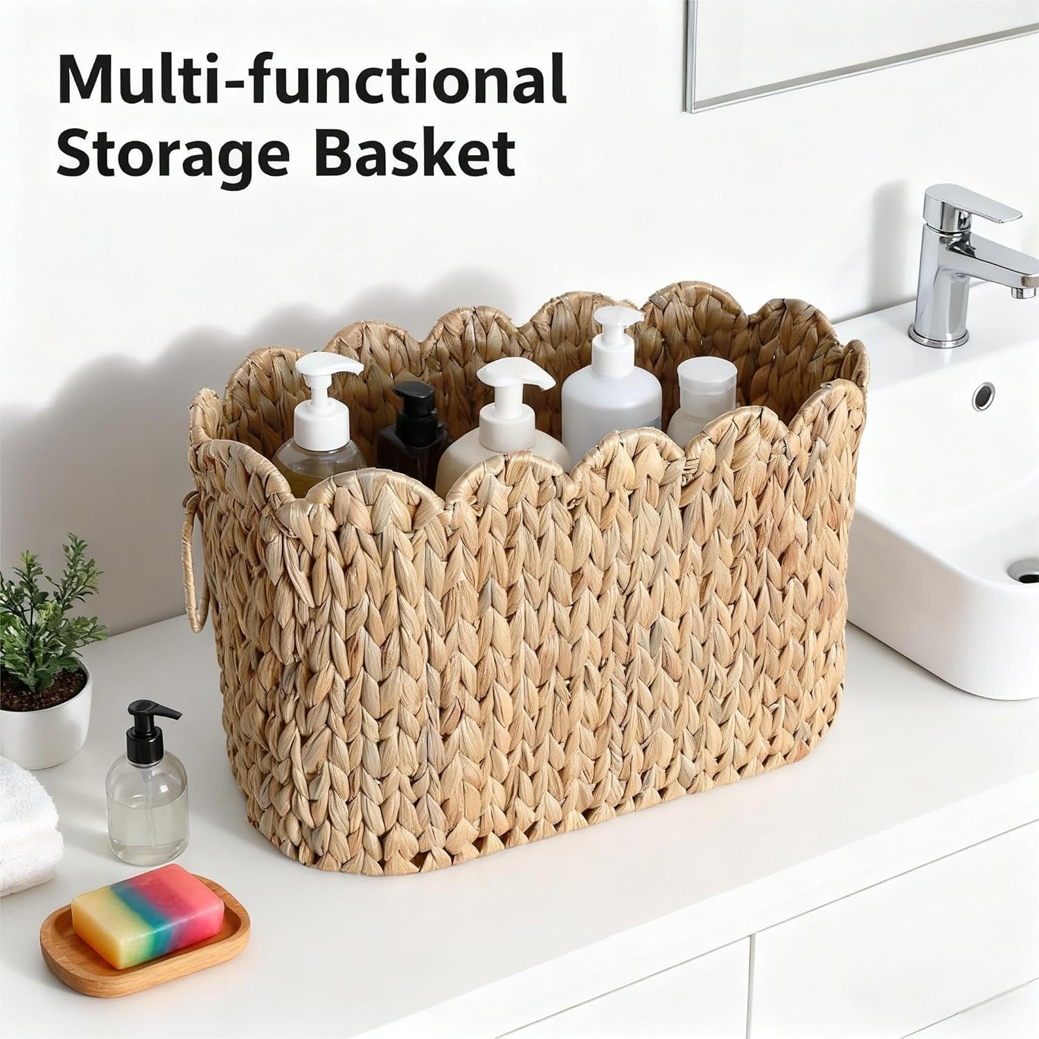 Woven Curve Basket / Beige