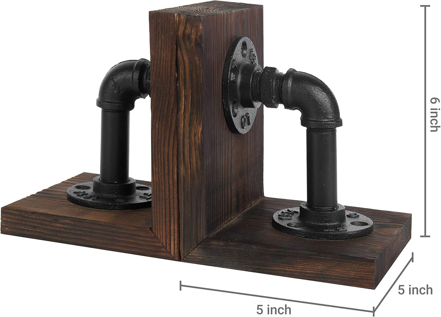 Wood Book / Metal Bookends for Heavy Books / Dark Brown
