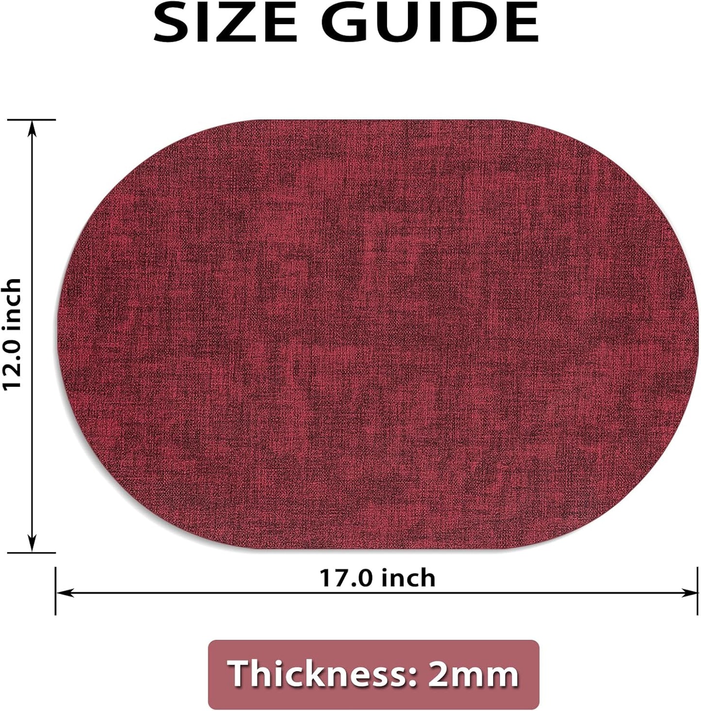 Placemats for Dining Table Set of 8 Non-Slip, Heat Resistant Oval Leather Placemat Double Layer, Waterproof Table Mats