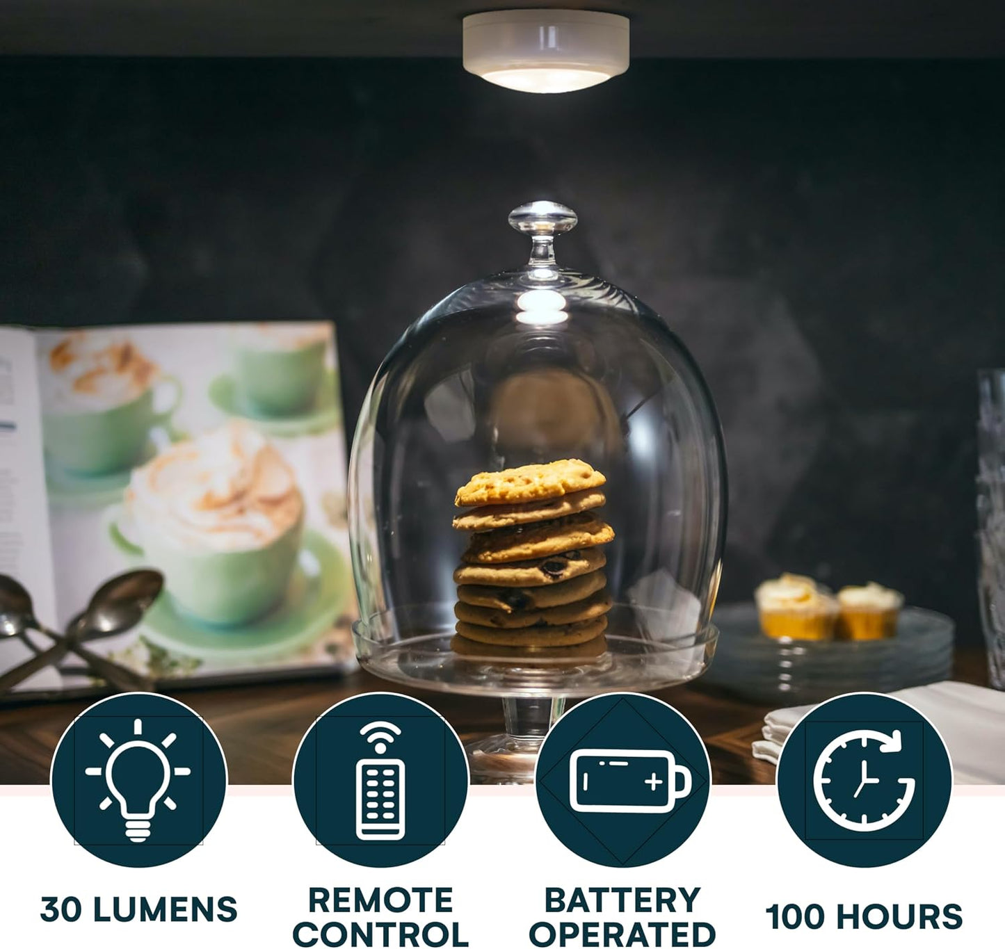 Stick On Push Lights - 6 Pack Remote Controlled LED Lights Under Cabinets - DIY Stick On Lights for Closet, Counter