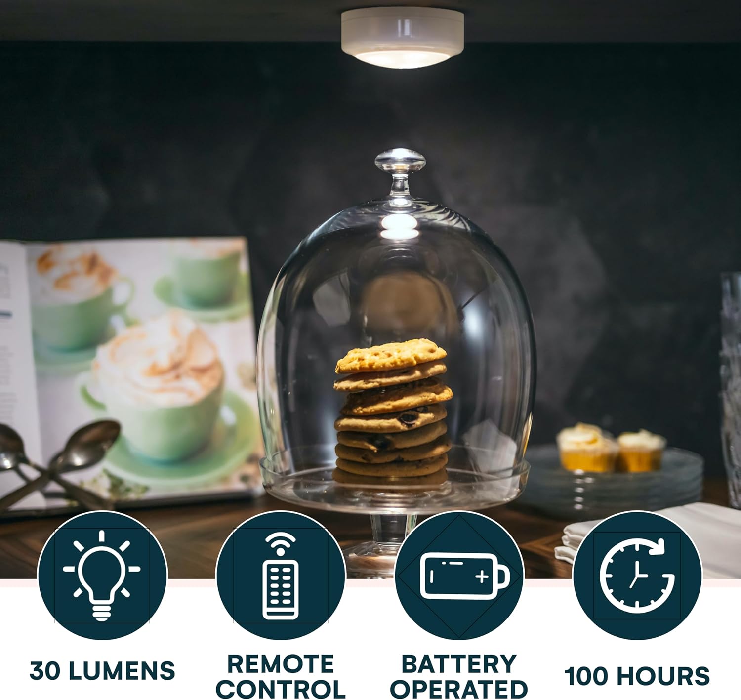 Stick On Push Lights - 6 Pack Remote Controlled LED Lights Under Cabinets - DIY Stick On Lights for Closet, Counter
