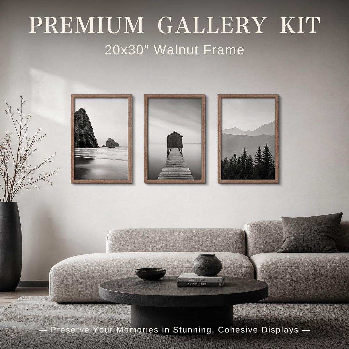 VCK 20x30 Poster Frames Set of 3, Walnut Woodgrain, Wall Hanging | Wide Border, Exclusive Woodgrain, Shatterproof