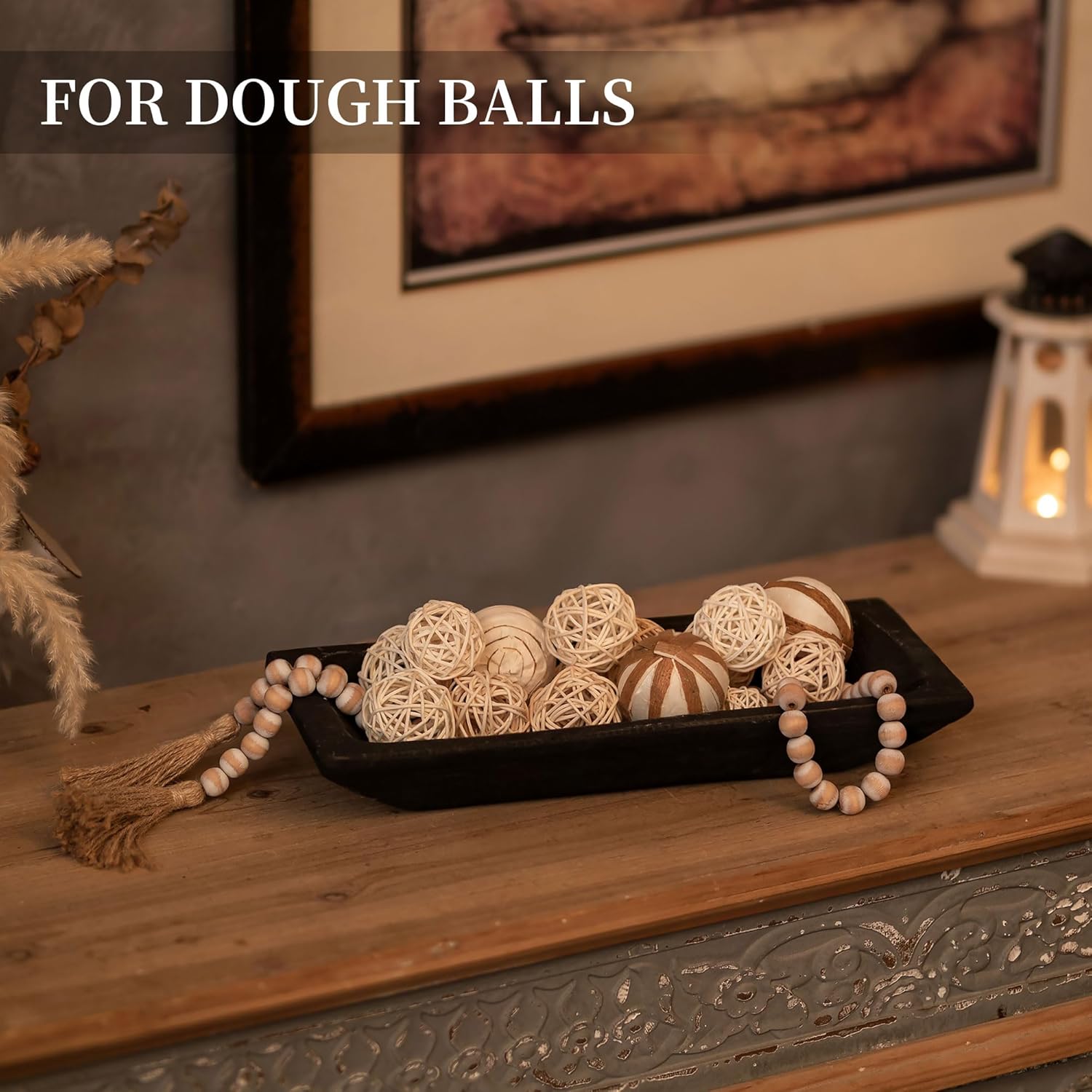 Decorative Wood Dough Bowl / Black / Set of 14