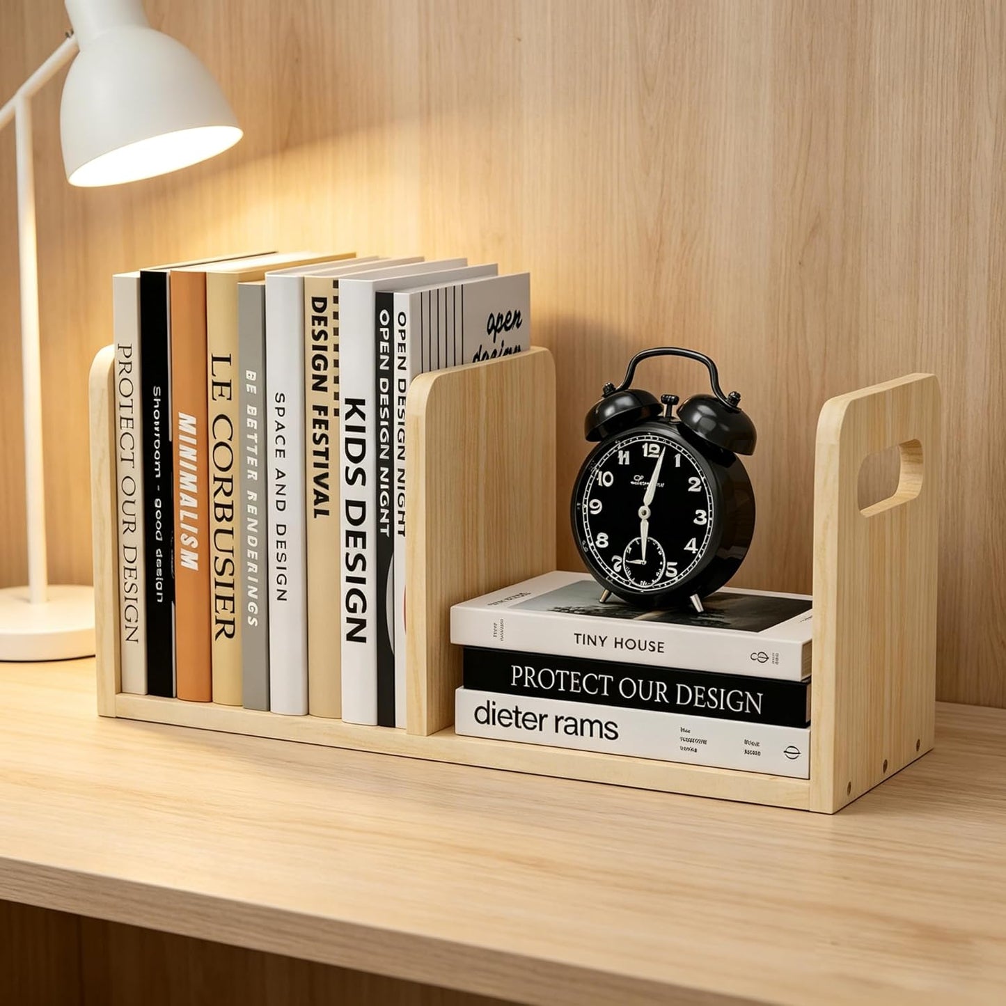 100% Solid Wood Adjustable Desktop Bookshelf / Natural Wood Color