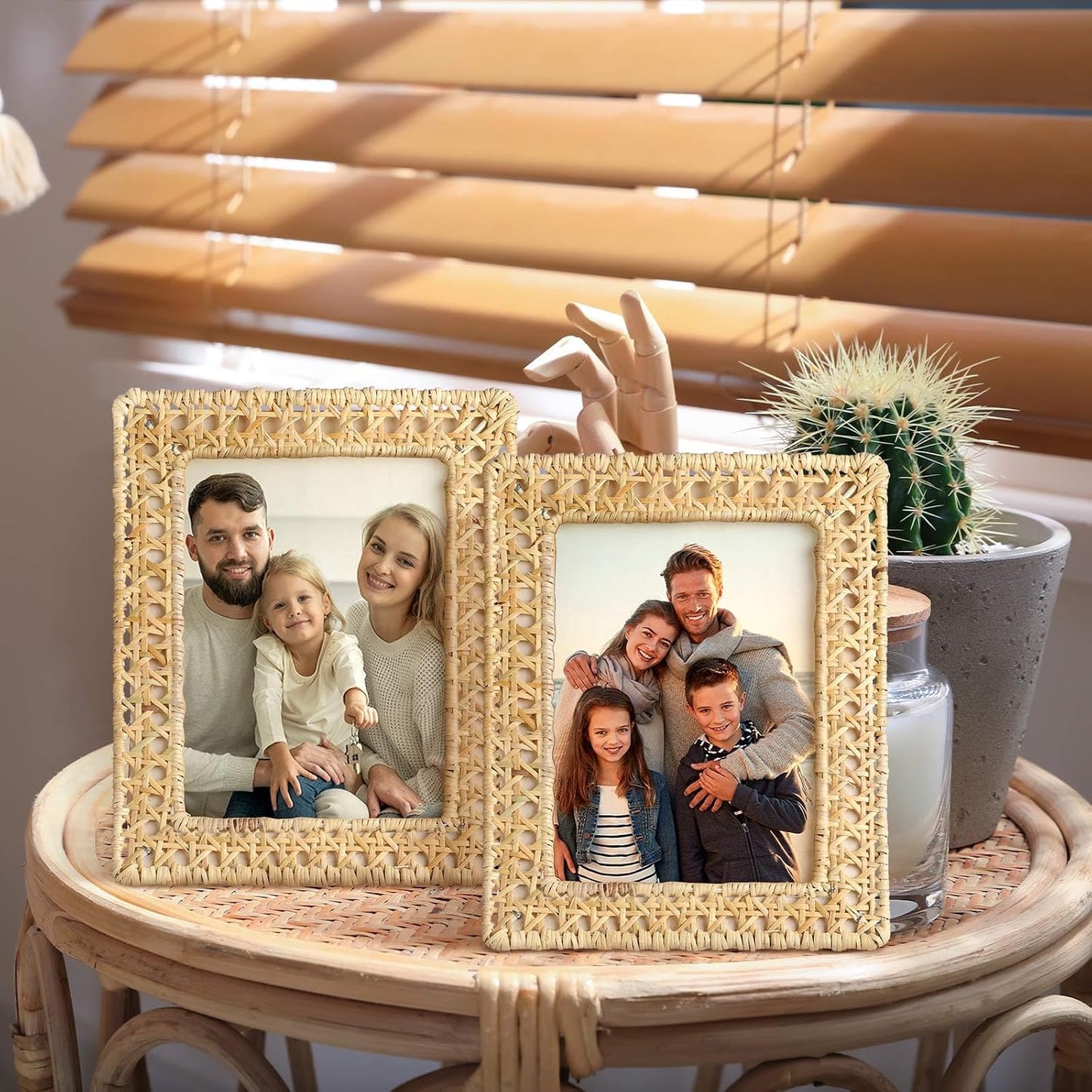 Boho Woven Rattan Picture Frame Set Rustic Wicker Photo Frames / 5 x 7 / Set of 3