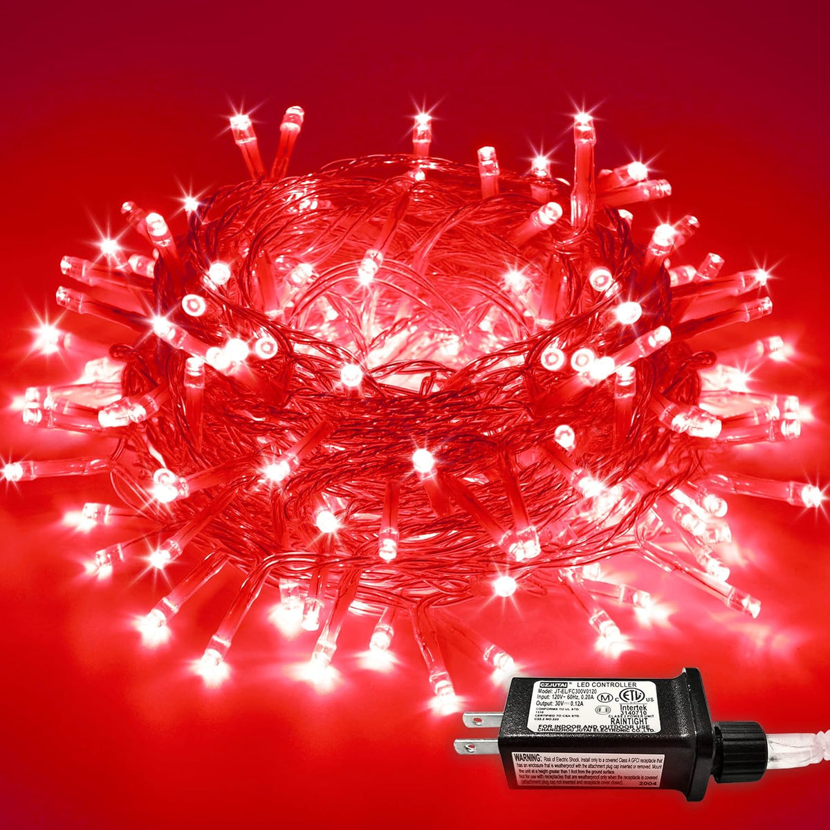 JMEXSUSS 66ft 200 LED Red Halloween Indoor Outdoor String Lights Plug in