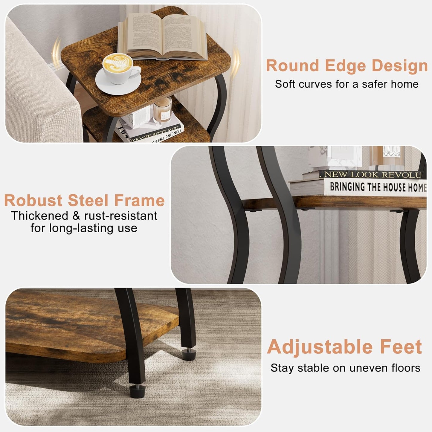 Small End Table for Small Spaces / Rustic Brown