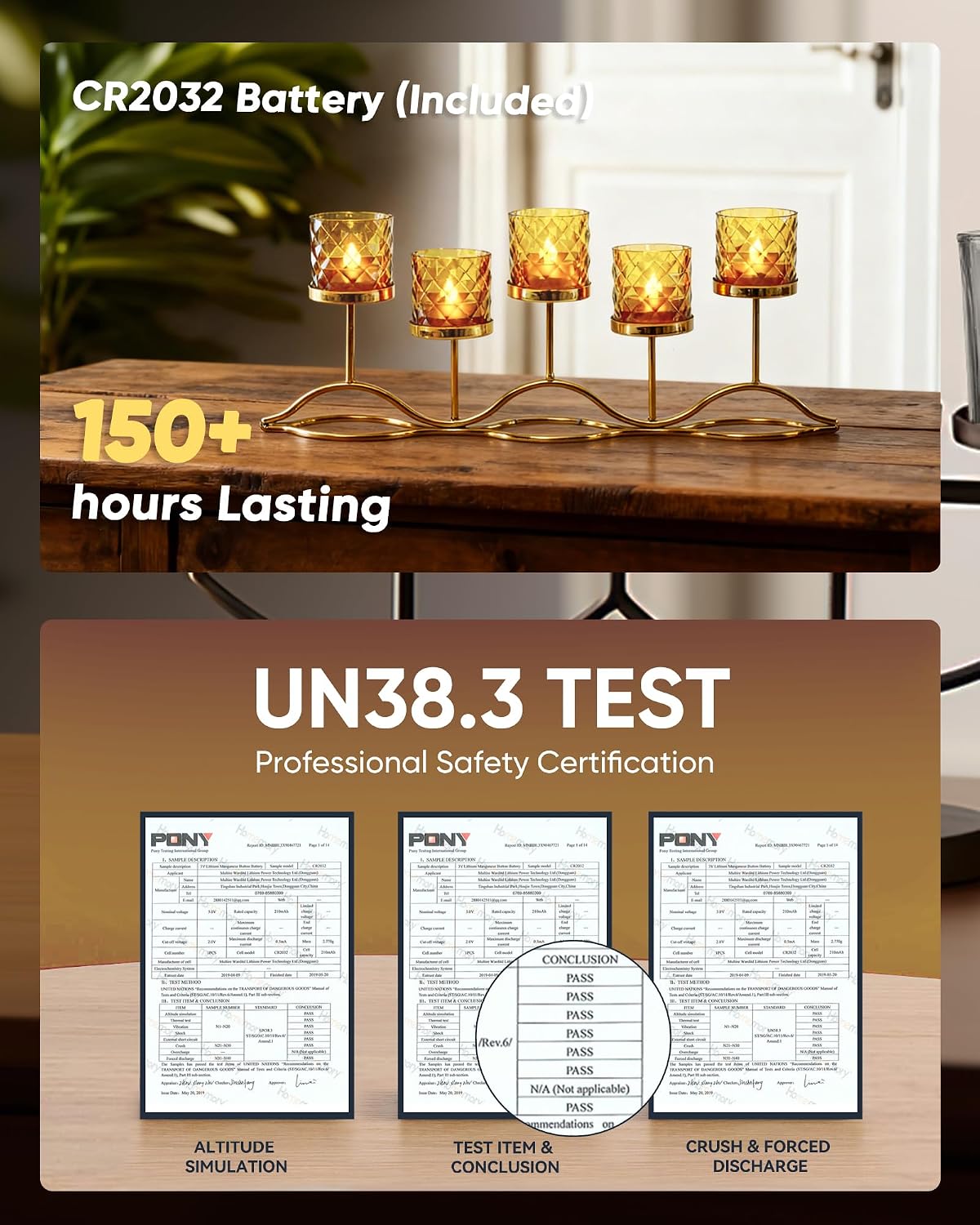 Homemory 2" Gold Acrylic Votive Candle & Holders with Auto Timer, 12 Pack | 6h auto timer, flicker Warm White glow