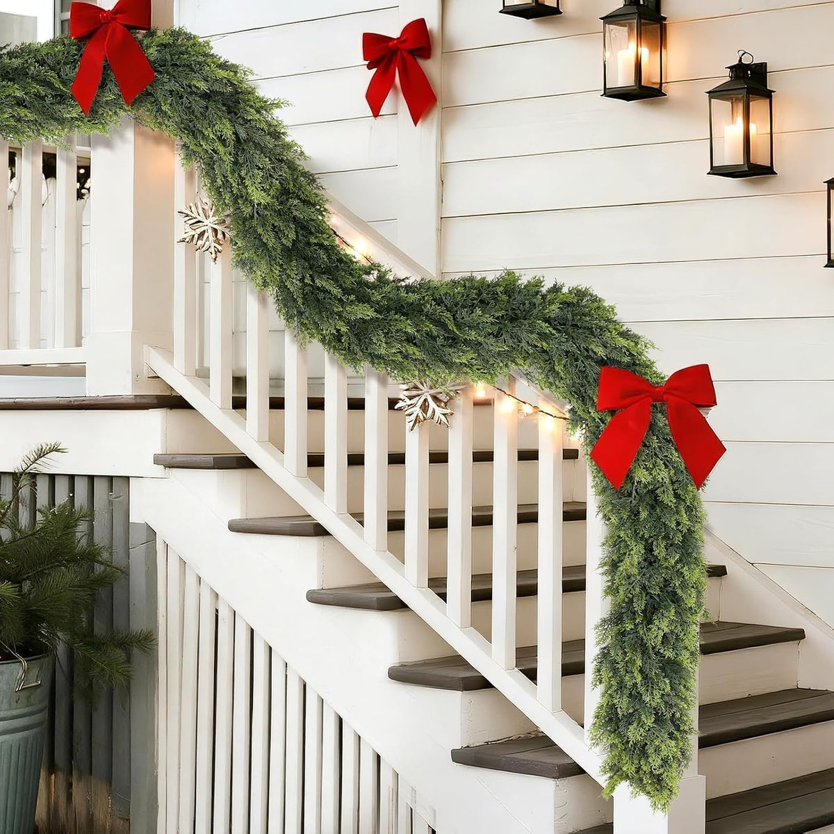 9FT 1Pcs Artificial Christmas Cedar Garlands for Home Fireplace Decoration | Thick and Lush, Realistic Faux Pine