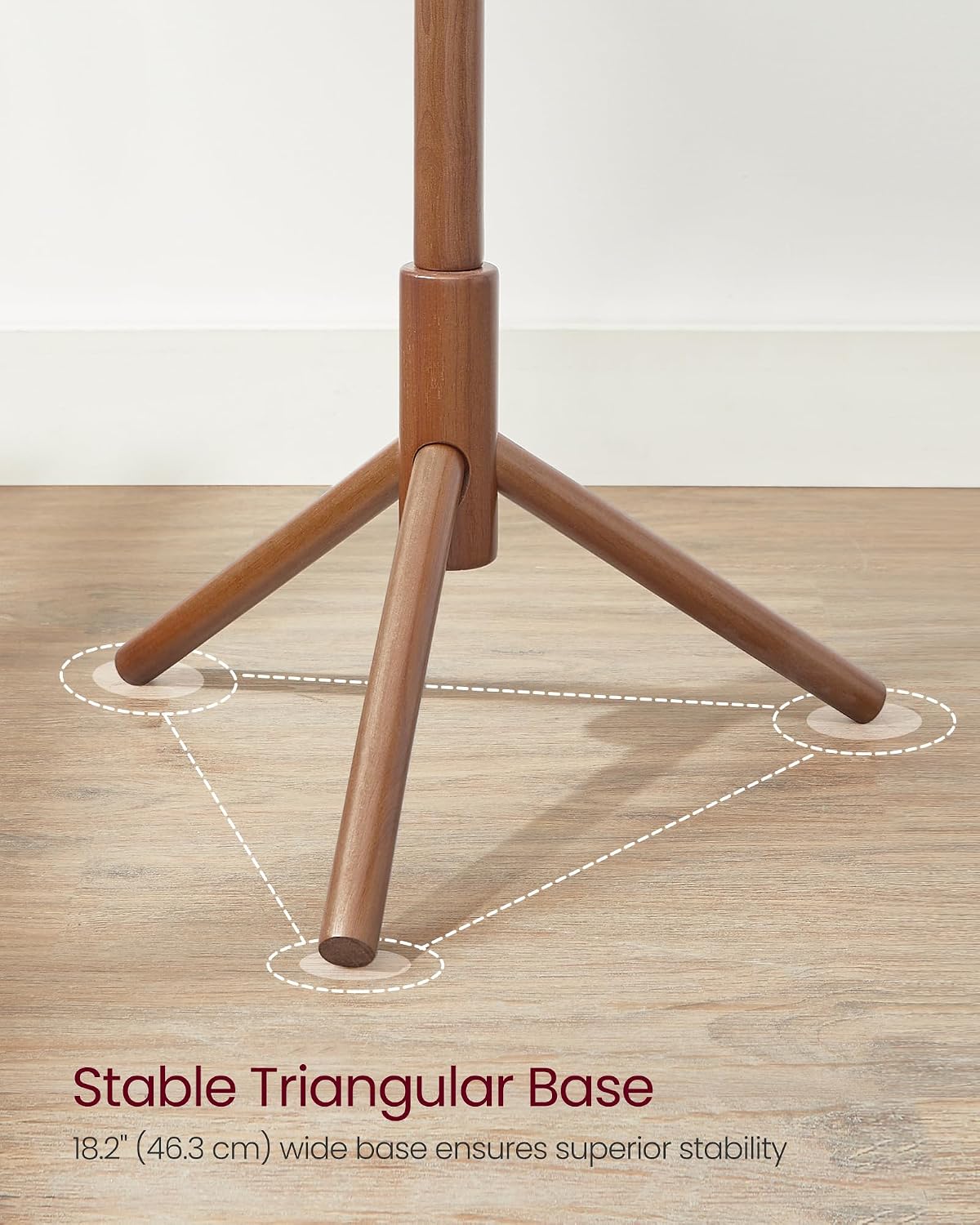 VASAGLE Solid Wood Coat Rack, Free Standing Tree-Shaped Coat Rack with 8 Hooks, 3 Height Options, for Clothes, Hats