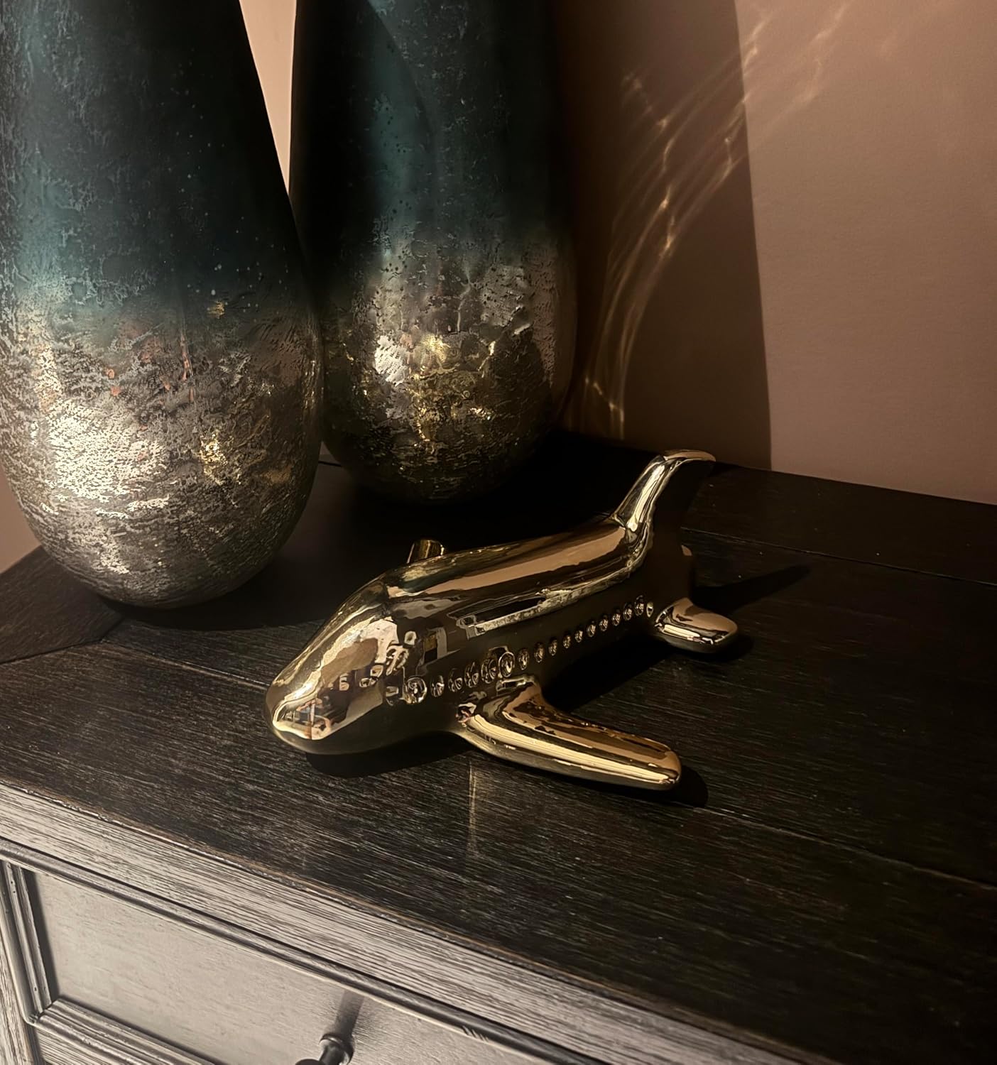 Ceramic Plane Sculpture / Gold