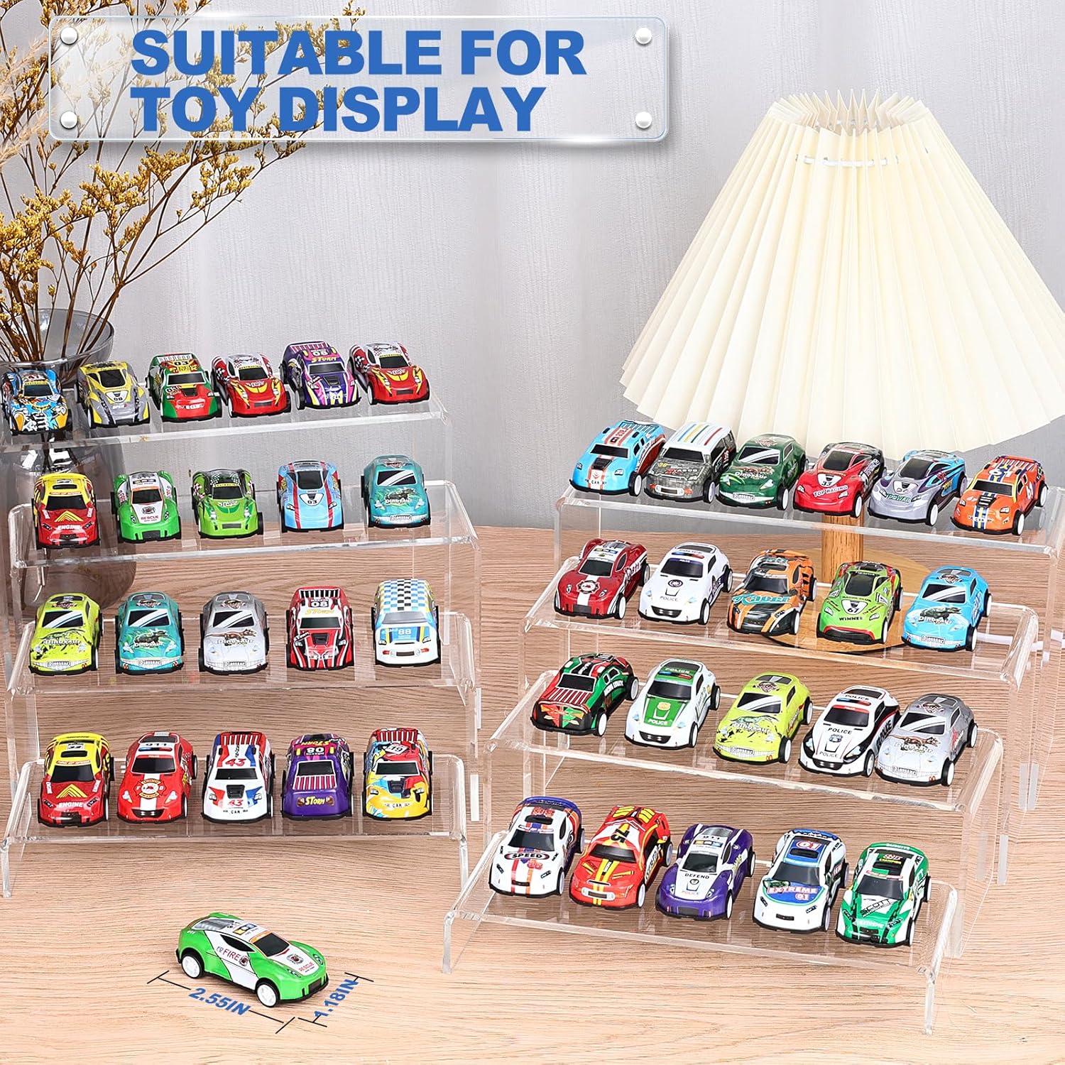 Aheroi Acrylic Risers Display Stands, Acrylic Stands for Display 16Pcs 4Set | Clear Risers Display Stands, Acrylic