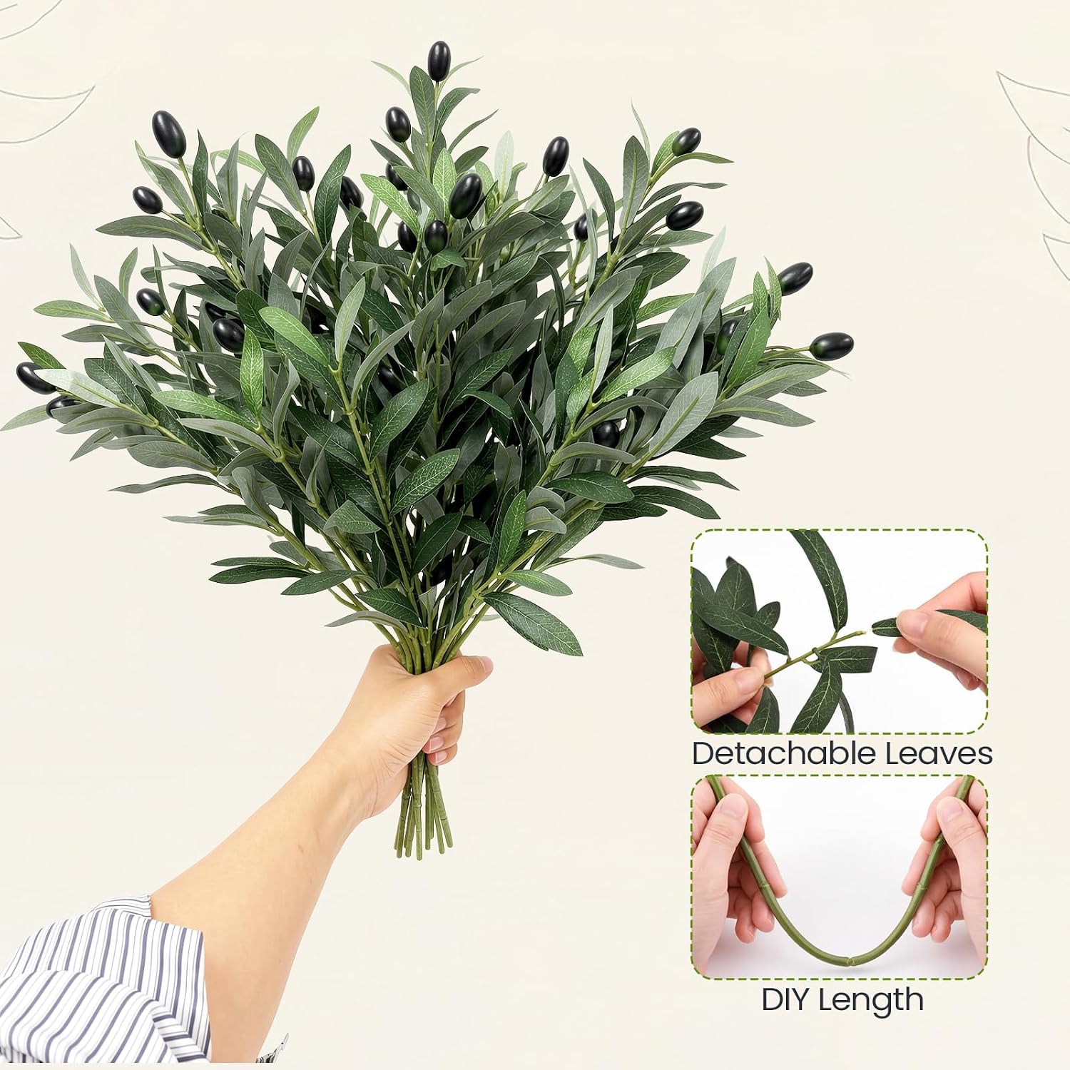 Artificial Olive Branches / 17 Inch / Set of 5