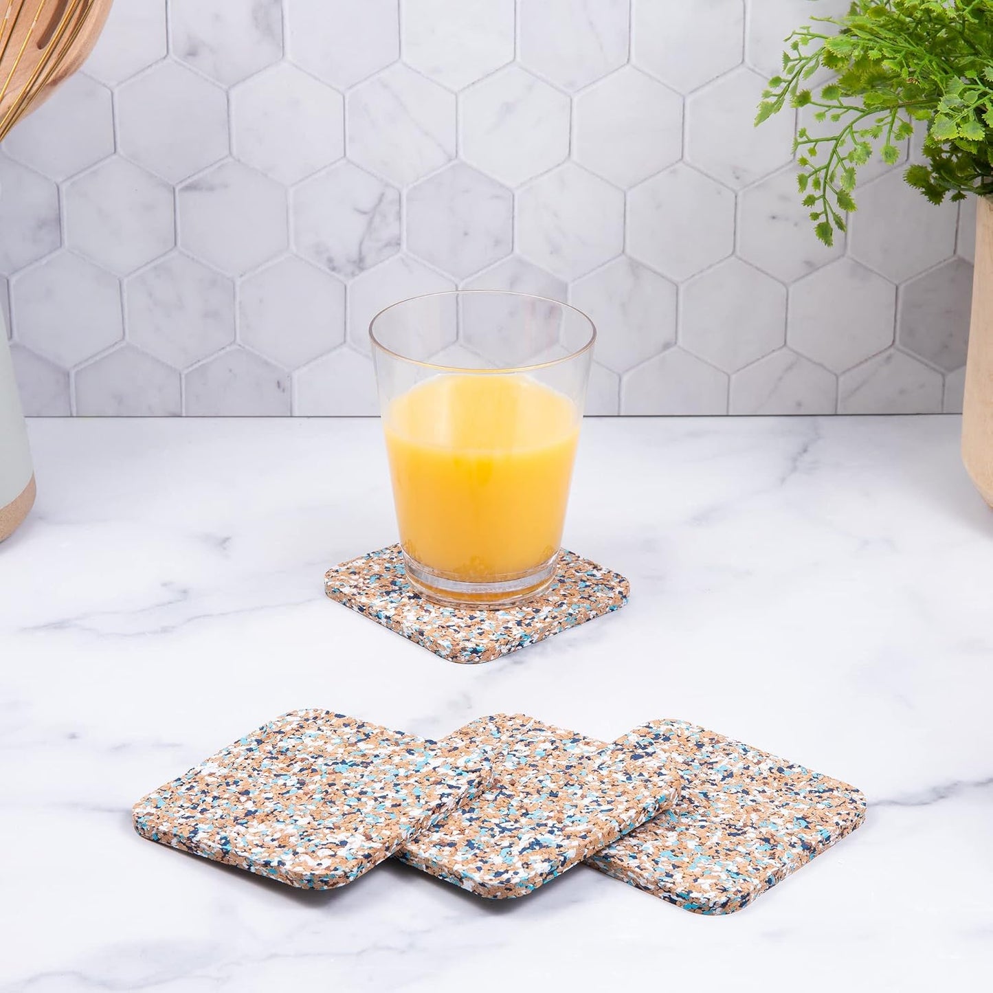 Colorful Drink Coaster / Blue / Set of 4
