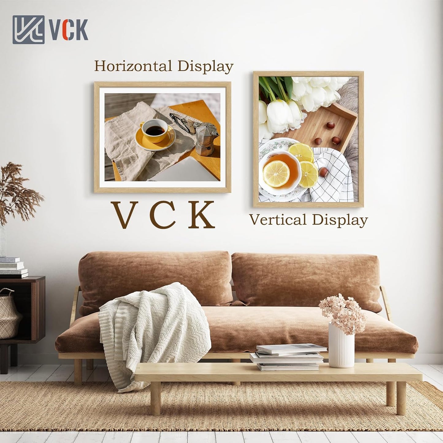 VCK 20x30 Oak Frame 3 Pack - Textured Wood 30x20 Picture Frames For Wall | 20x30 picture frame, plexiglass, 1.1 inch