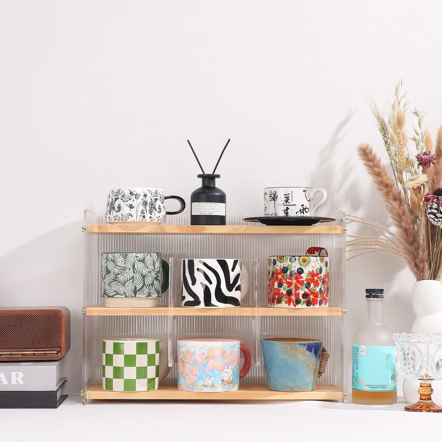 Coffee Mug Holder Wooden Cup Station Organizer 3-Tier Cup Holder for Coffee Bar Mug Display Rack for Countertop Mug