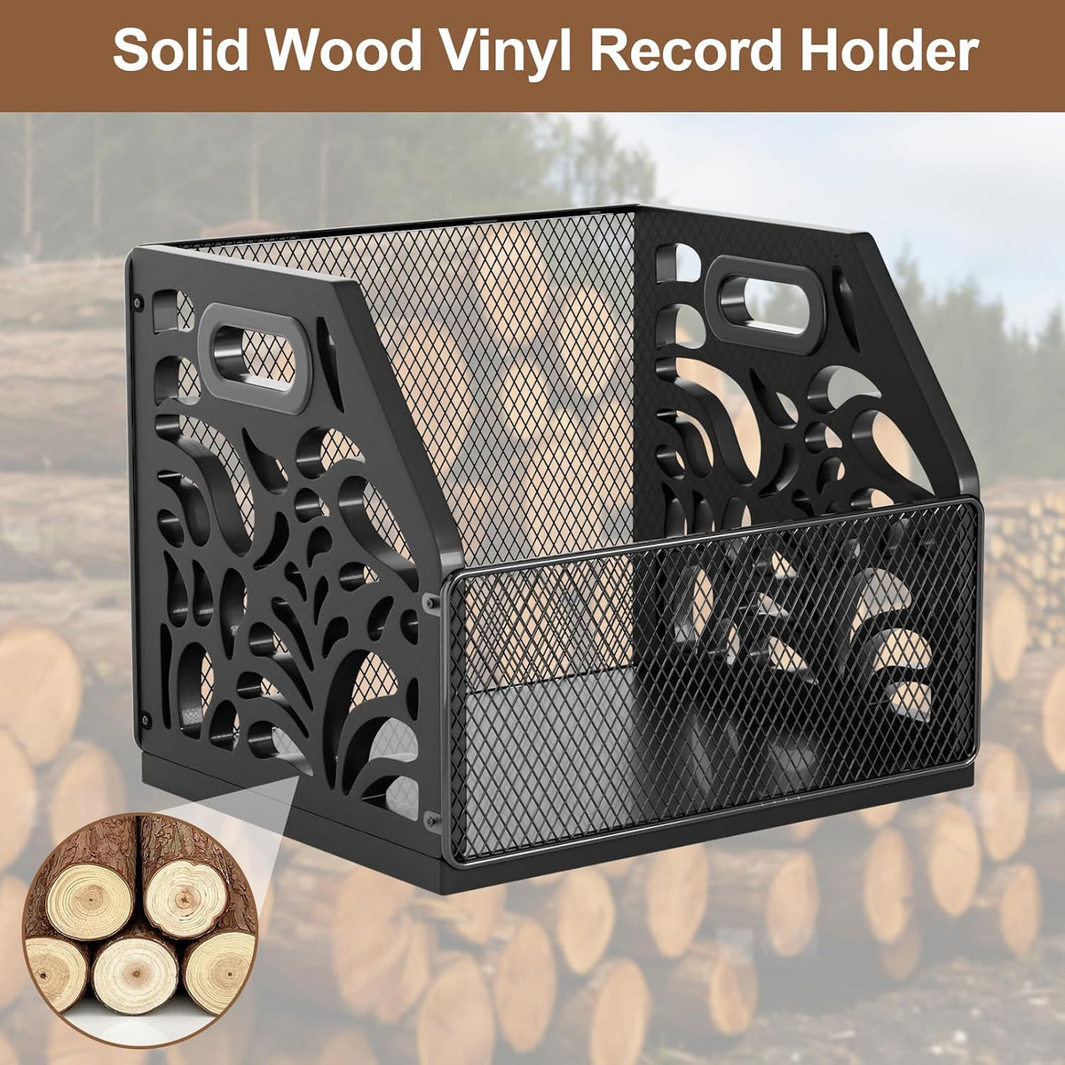 Vinyl Record Holder, Sturdy Wooden Album Storage for Vinyl Records | Holds 70+ LPs, Perfect for Records, Files, Books &