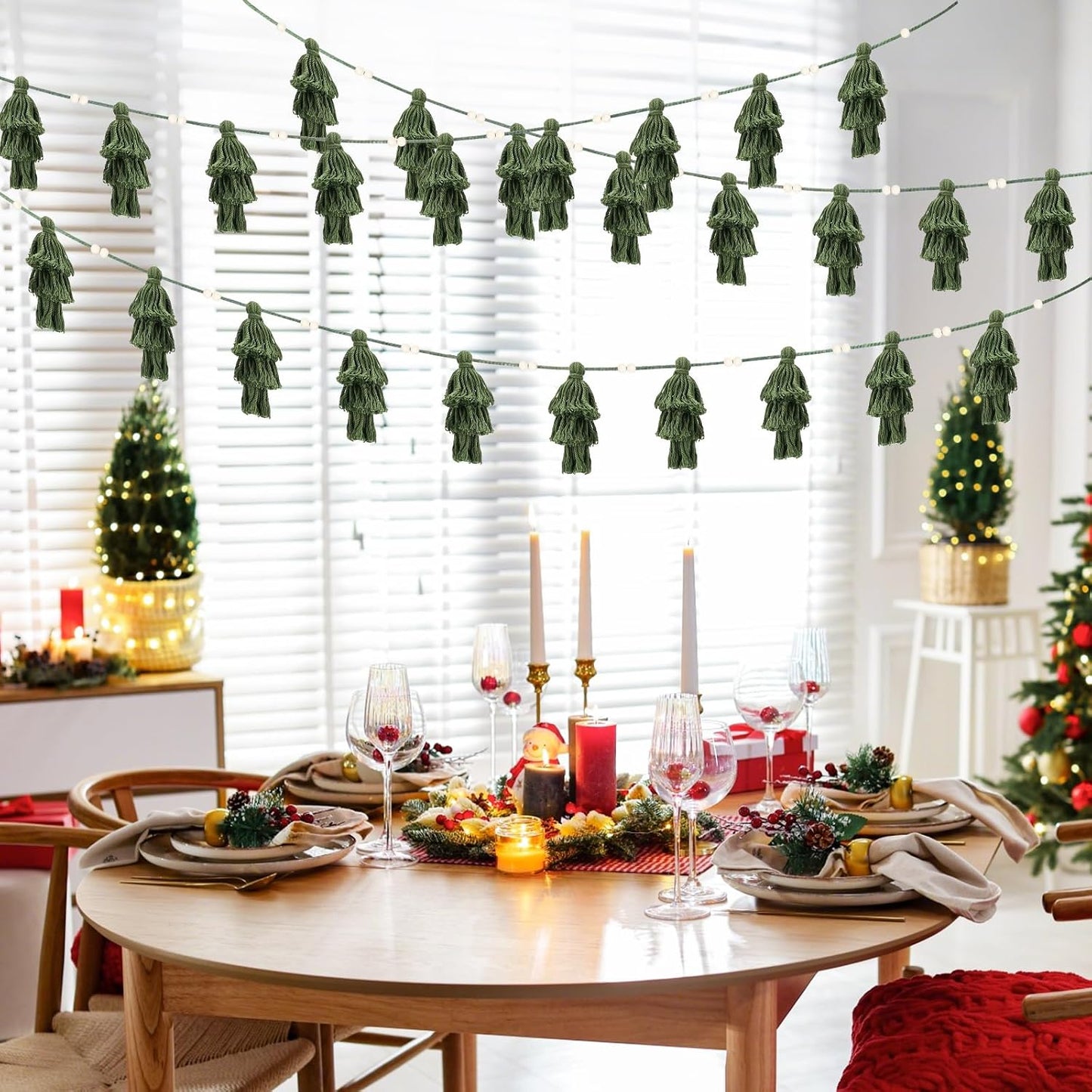 Boho Tassel Garland Christmas Tree Banner Decor Wall Hangings Home Decoration / Set of 3