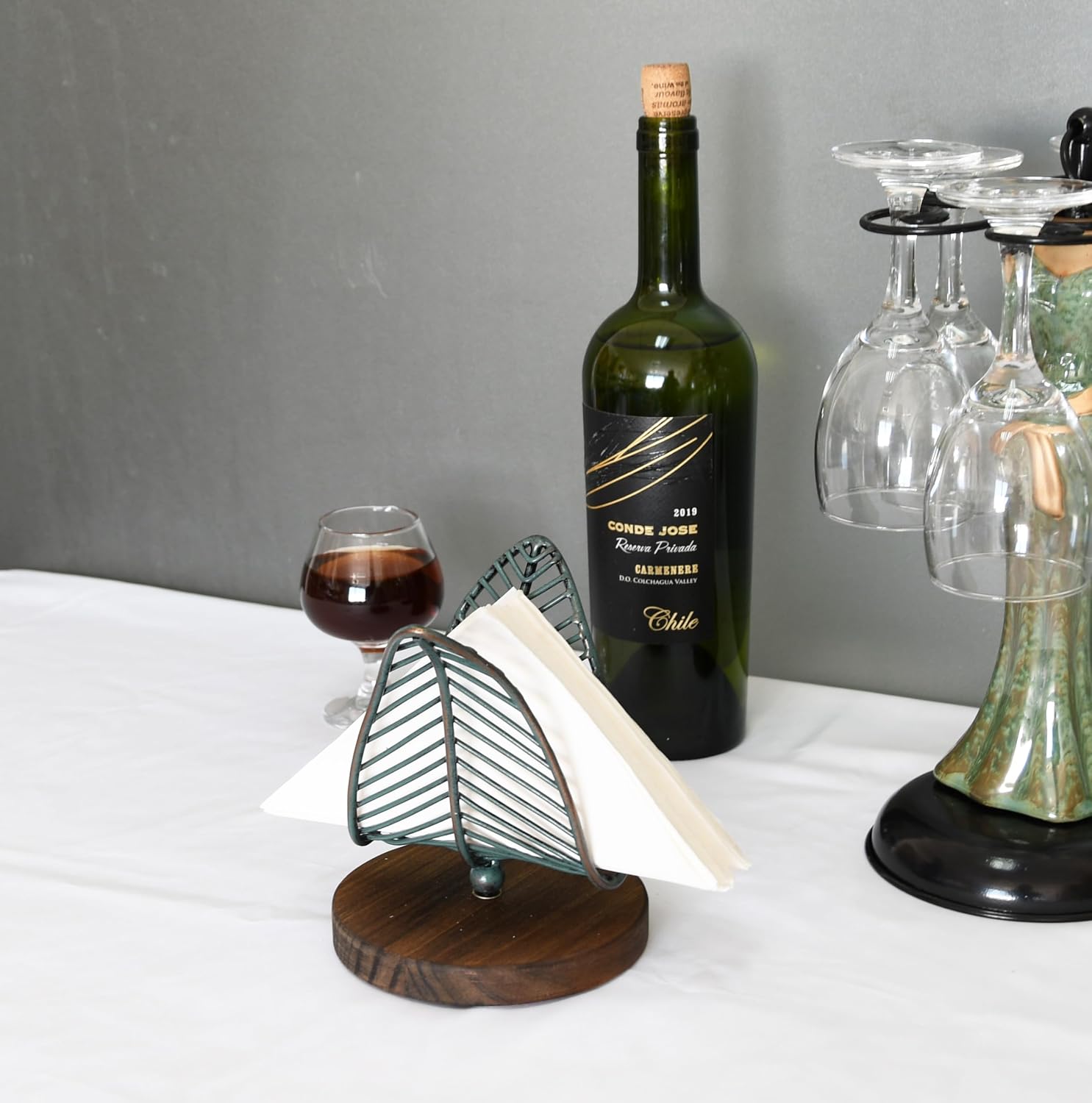 Freestanding Modern Napkin Holder w/Golden Turquoise Wrought Iron / Wire / Golden Turquoise / Brown