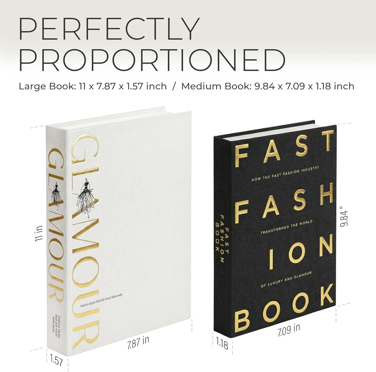 & Ivory Linen Faux Books for Decoration / Glamour + Fast Fashion / Black