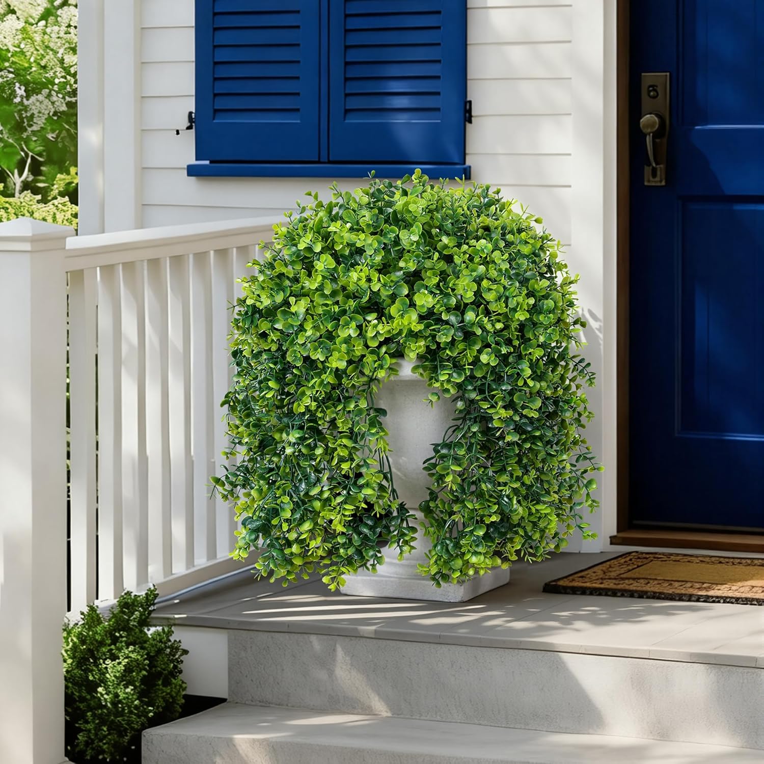 Faux Outdoor Plants Fake Hanging Plants / Eucalyptus Vine - Green / Set of 2