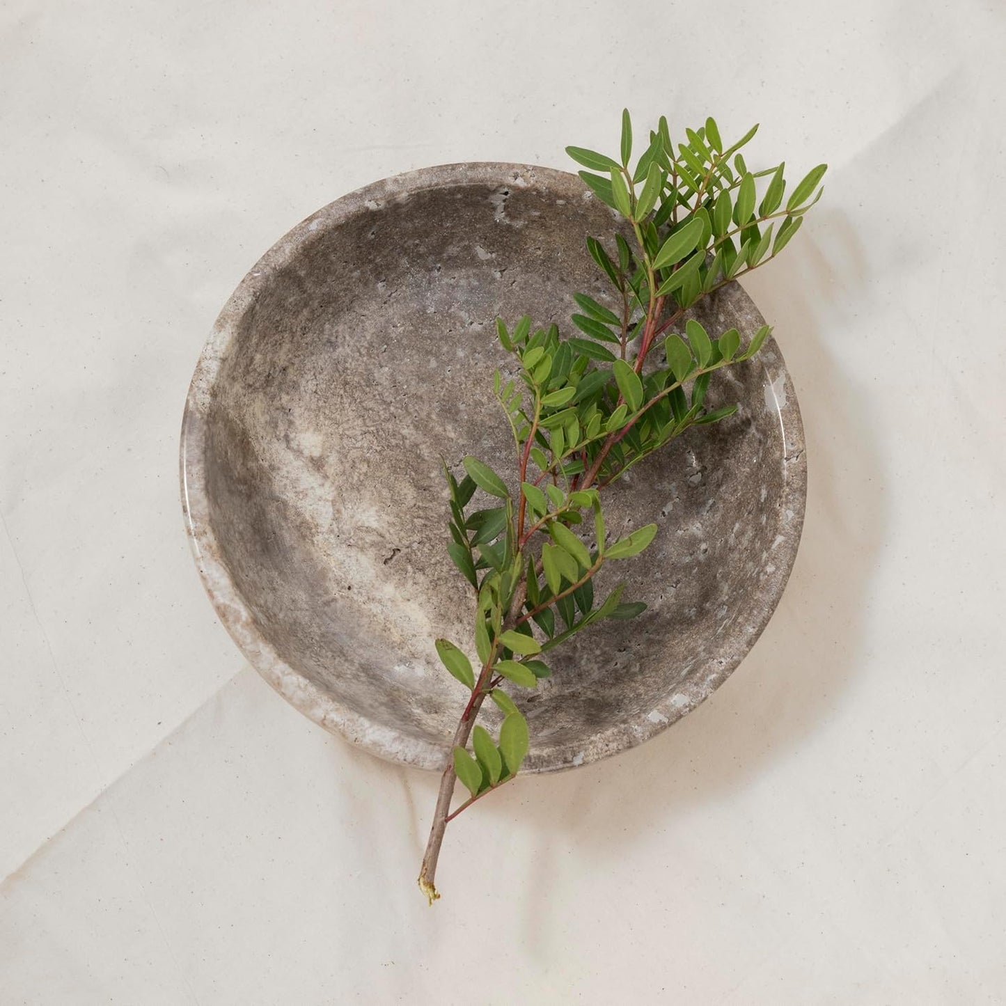 Travertine Decorative Bowls / Silver-gray