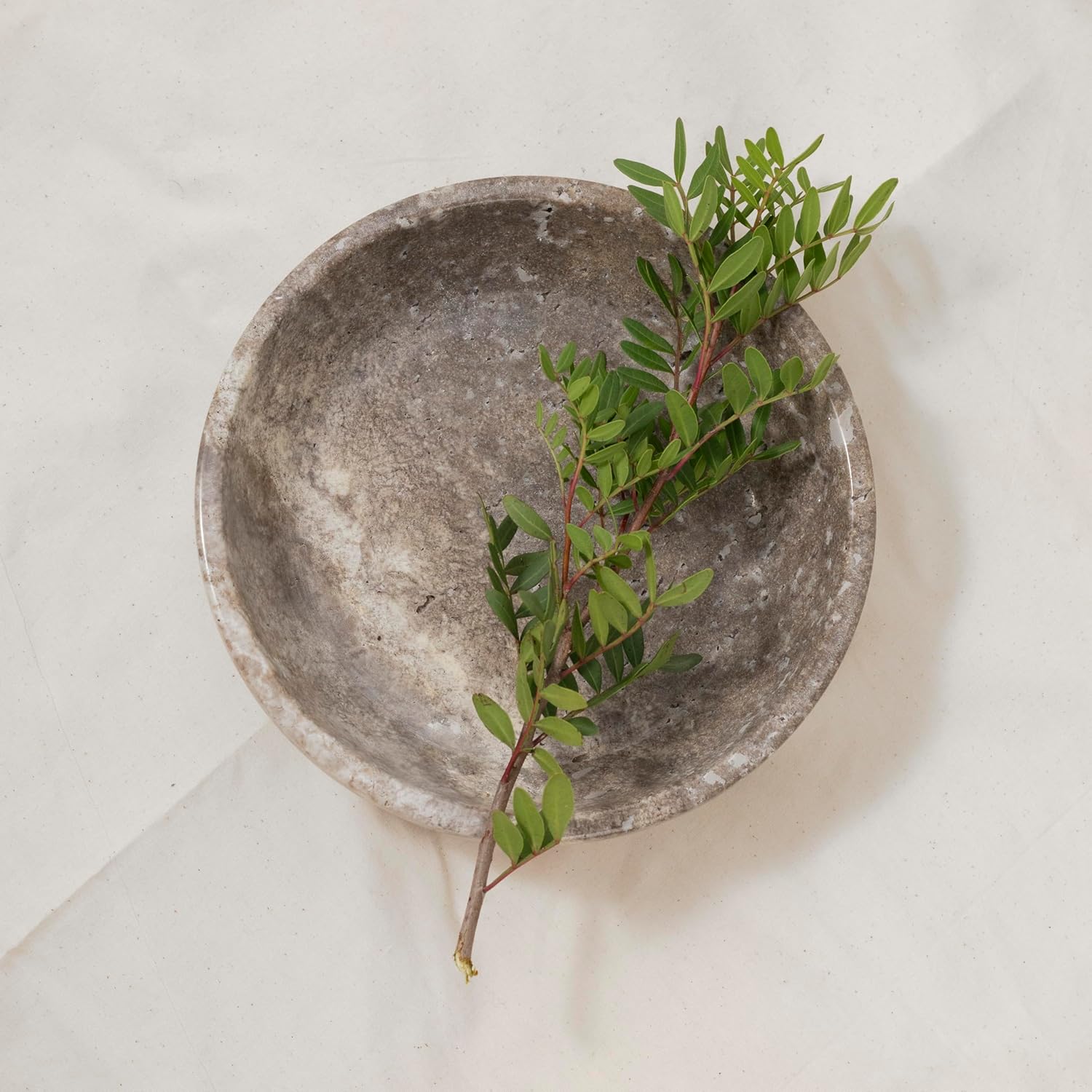 Travertine Decorative Bowls / Silver-gray