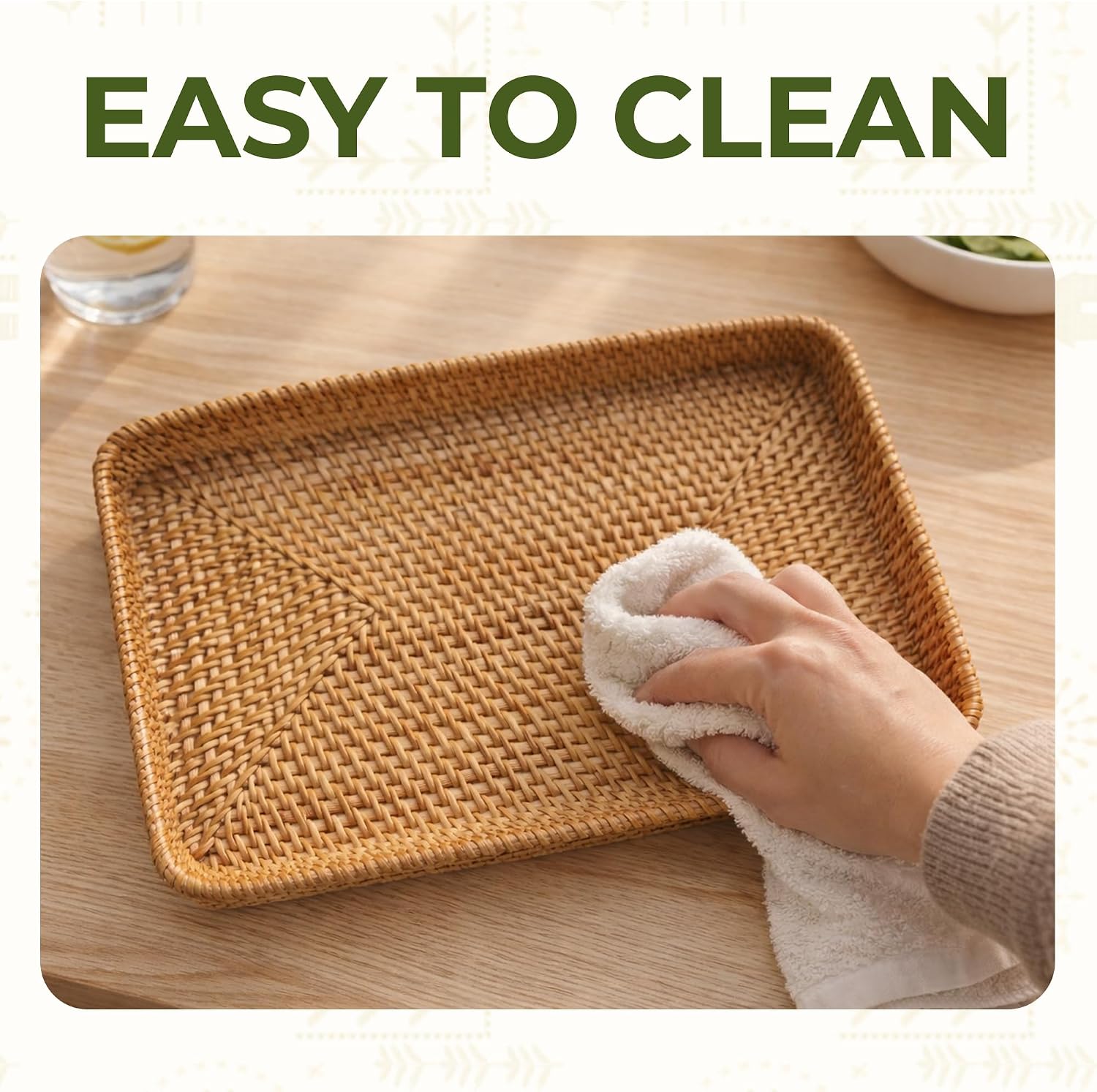 Rattan Serving Trays / Natural Rattan Trays / Set of 3