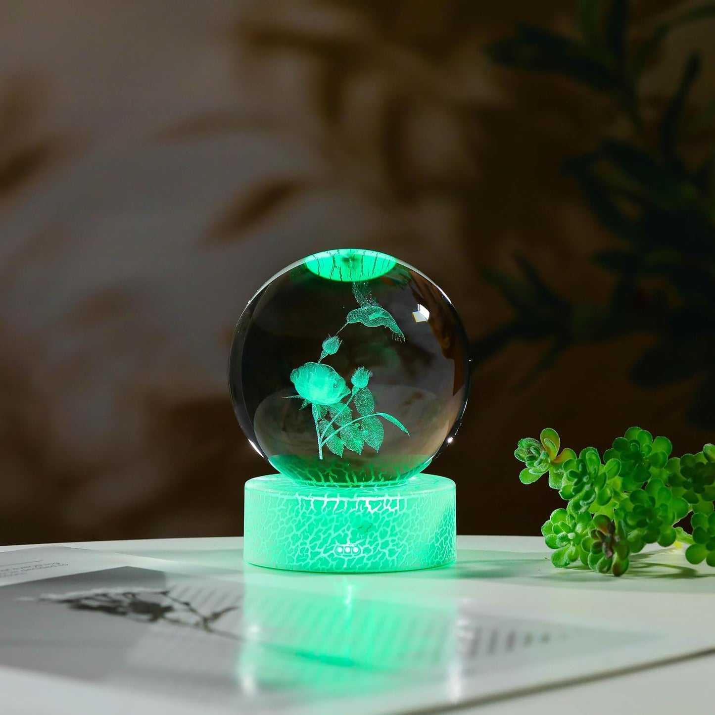 Hummingbird Figurines Decor Glass Animals Figurine Hummingbird / 80mm-hummingbird with Rose