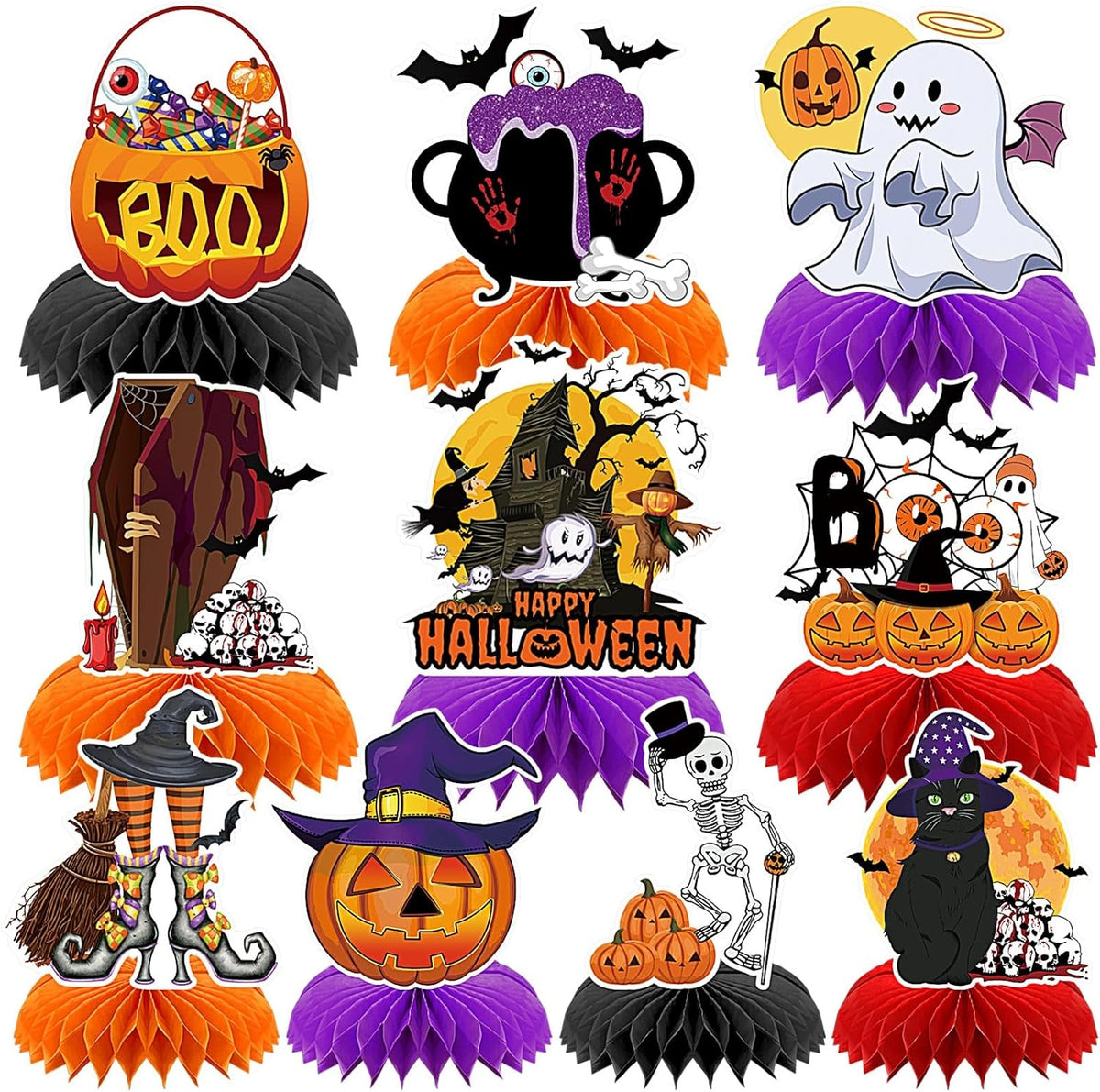 10Pcs Halloween Honeycomb Centerpieces Table Toppers Decoration