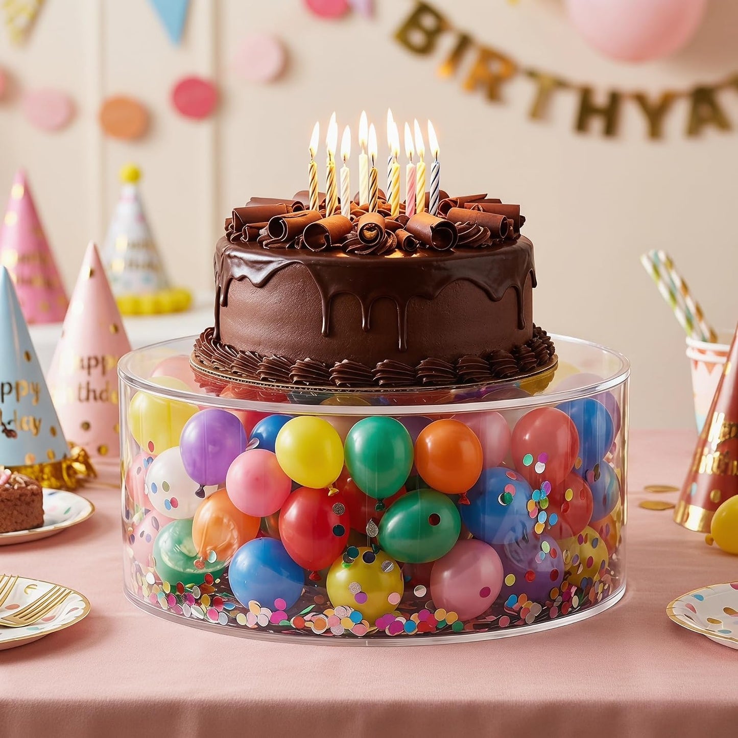 Set of 2 Clear Acrylic Fillable Cake Stand, Cake Tier Display Stand Cupcake Stand, 12 Inch & 8 Inch Round Cylinder