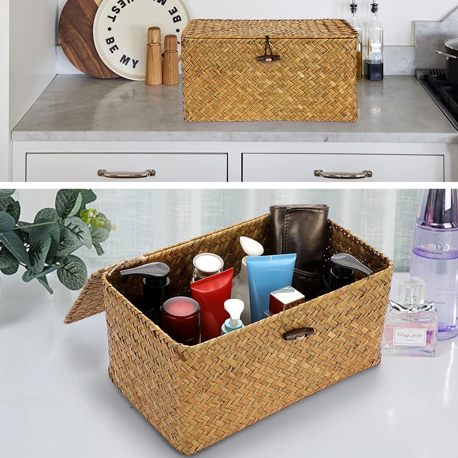Wicker Shelf Baskets Bin / Medium / Caramel