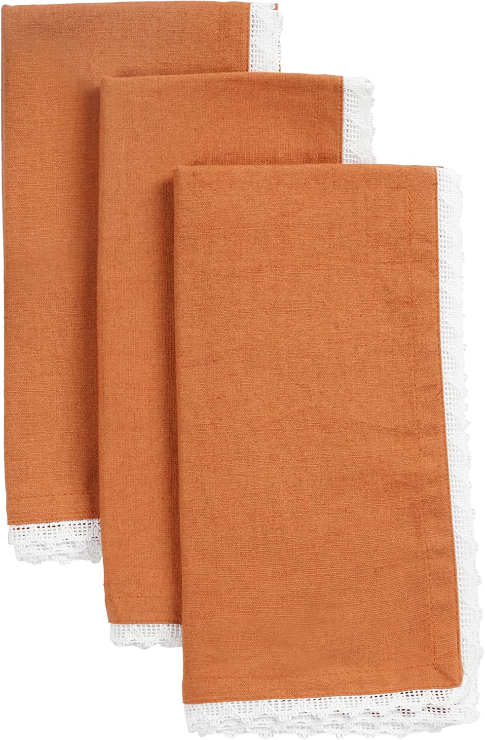 NATURALCRAFT 20X20 inch Oversized cloth Napkins Cotton linen 12 Pack Premium Quality Mitered Corners With Elegant Lace