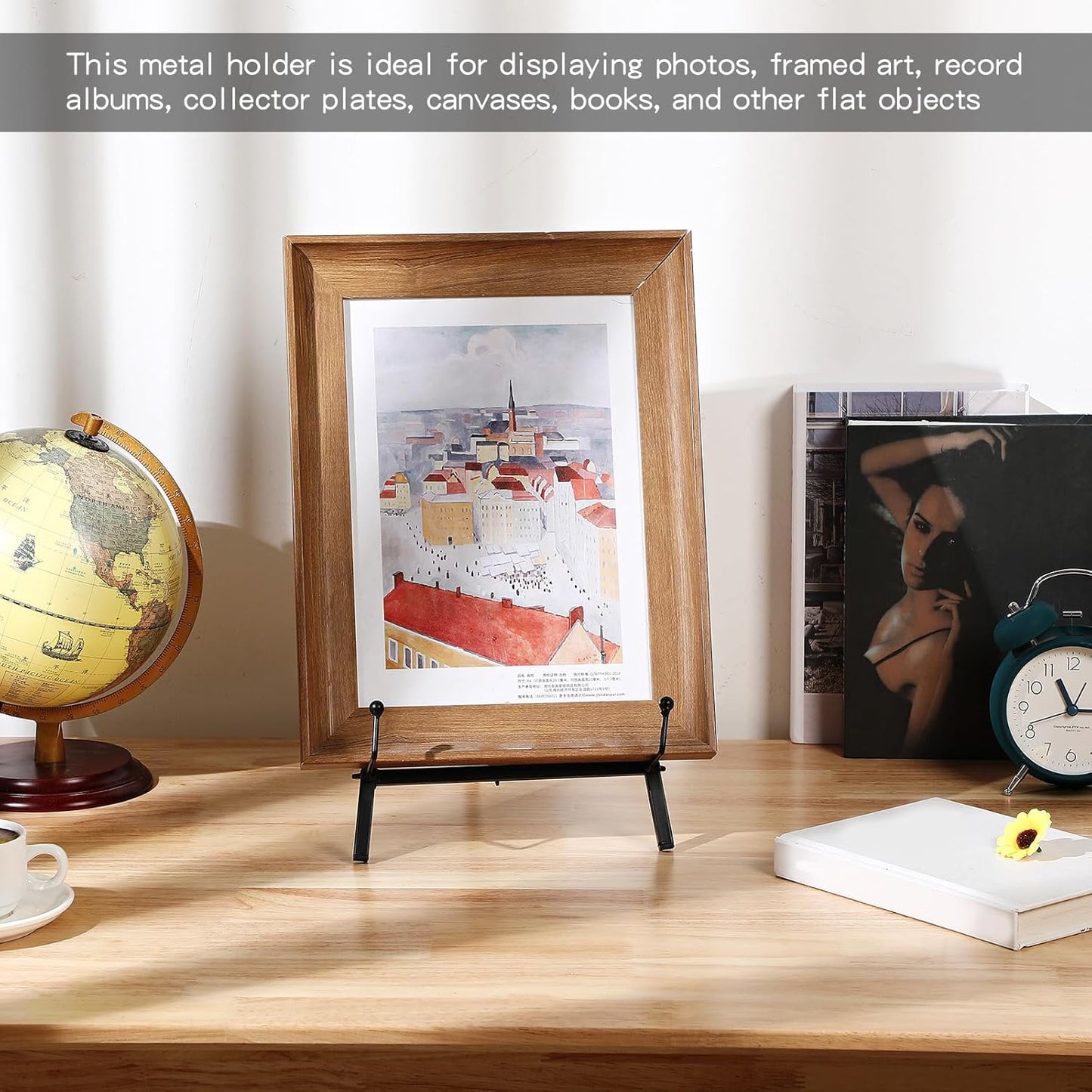 Metal Easel Stand 16.5" H x 8.7" W x 4.3" D Table Top Easel Stand for Display Tripod Art / Black