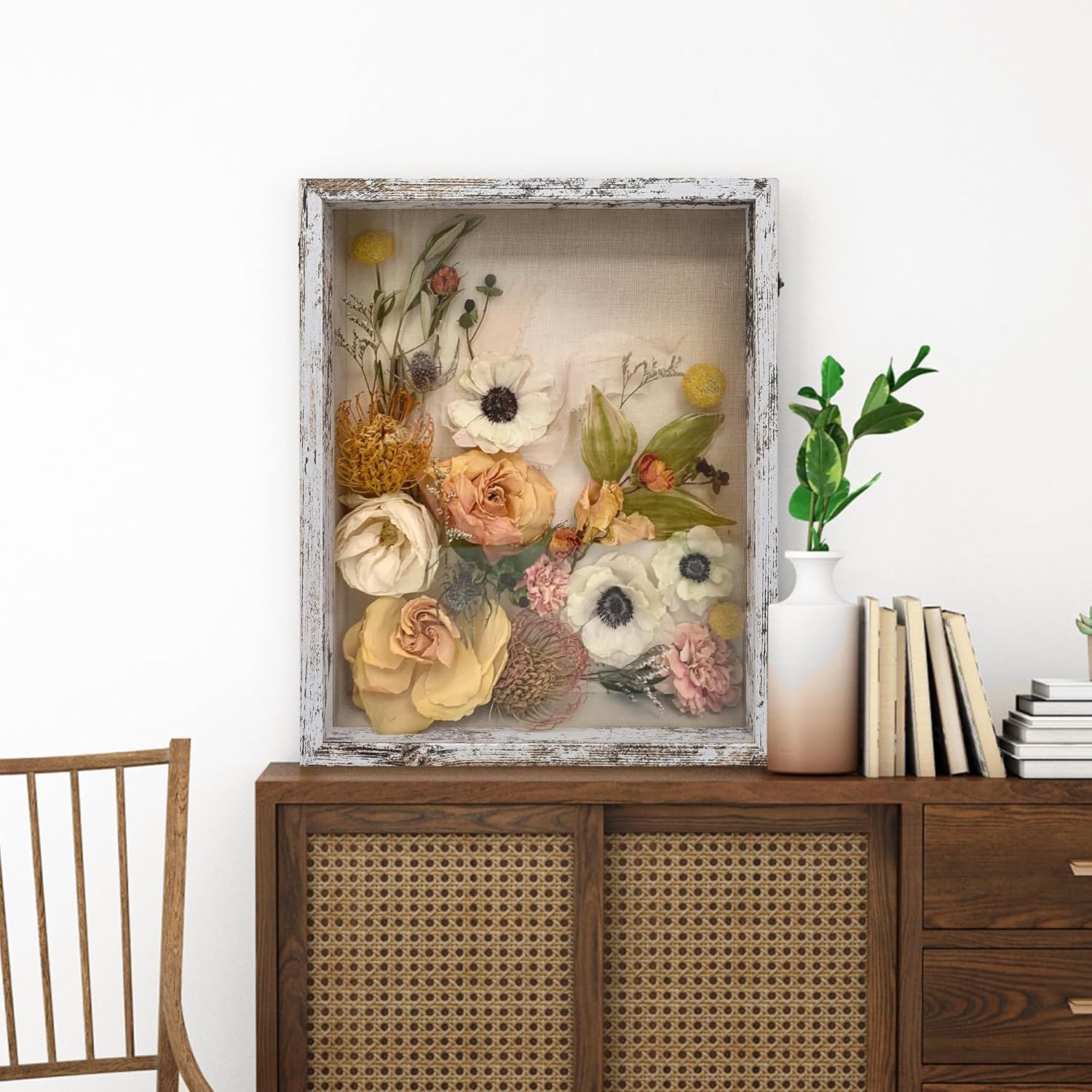 GraduationMall 16x20 Wood Shadow Box Frame Glass Door Display Case with Linen Back and 6 Stick Pins,1.5 inches Interior