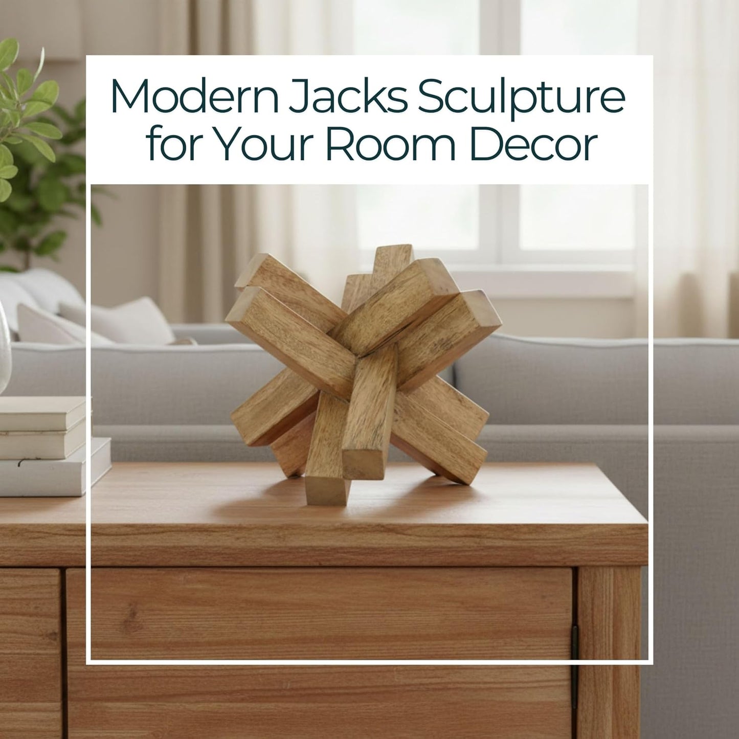 Modern Jacks Sculpture Decorative Wooden Accent / 6.0" H / Brown