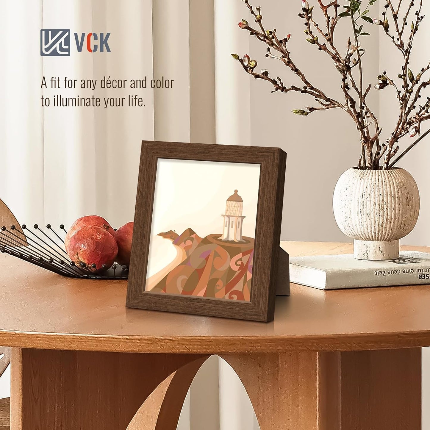 VCK 8x10 Picture Frame Brown 4 Pack, Wide Thick Wood Border, for Prints | Exclusive Woodgrain, Wall/Tabletop, HD