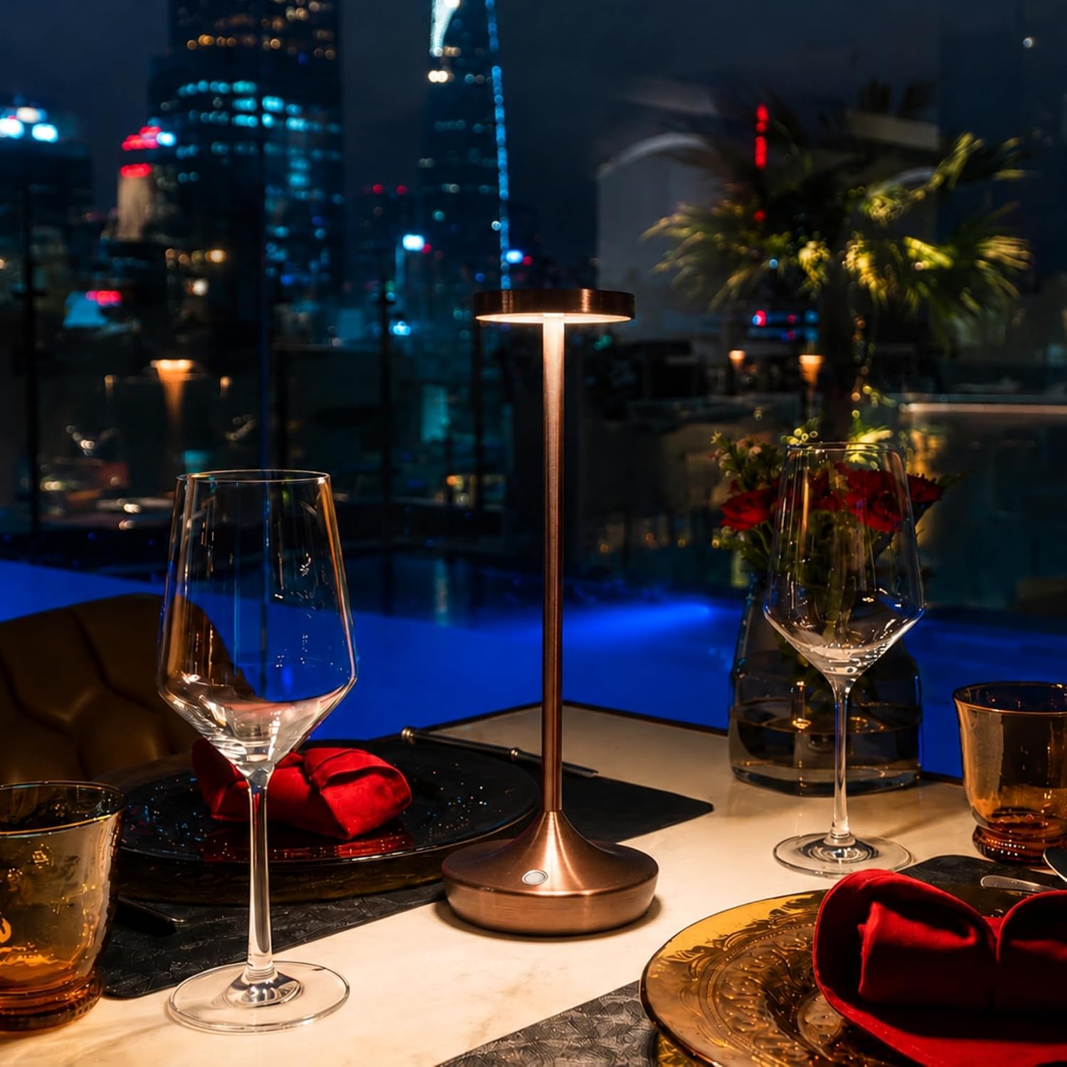 Brown Cordless Table Lamps, Rechargeable 6000mAh, 72H Runtime, Waterproof | Stepless Touch Dimming with 3 Color Modes &