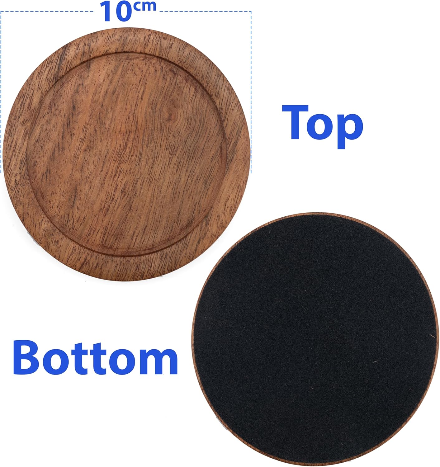 Holder / Acacia Wood Coasters / Round / Set of 6
