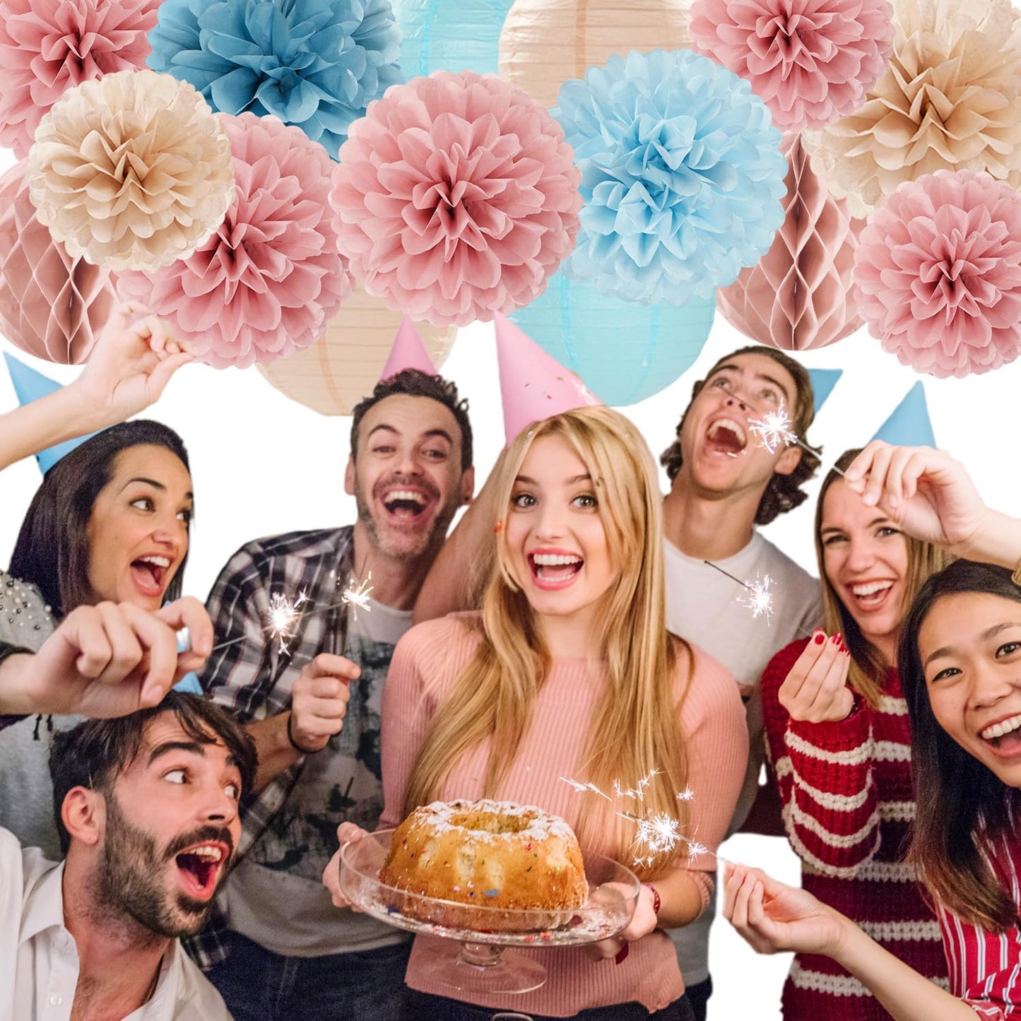 Party-Decorations Paper Lanterns / Dusty-blue Pink